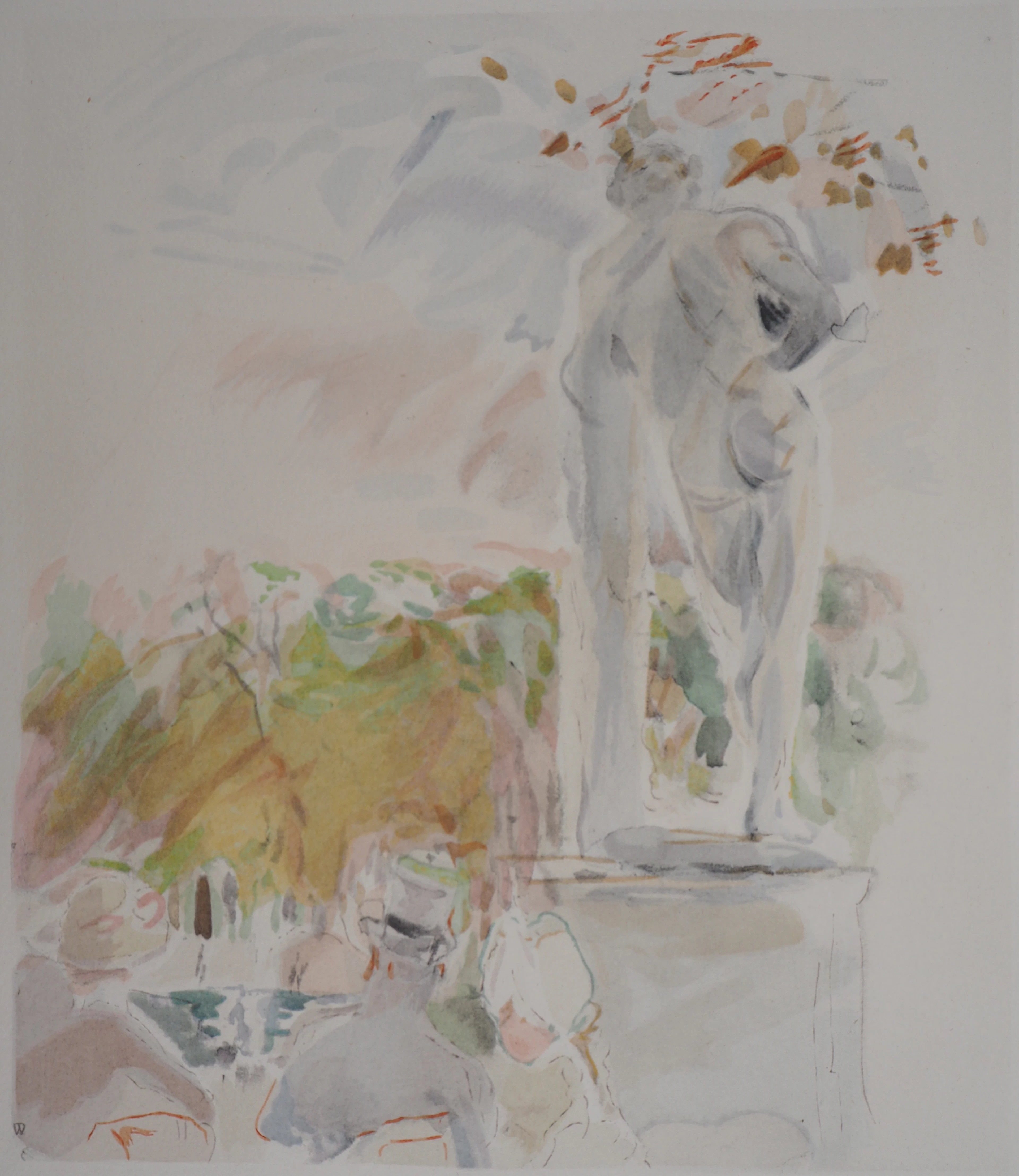 Berthe MORISOT (d’après) : Au Jardin des Tuileries - Lithographie, Signée 1946