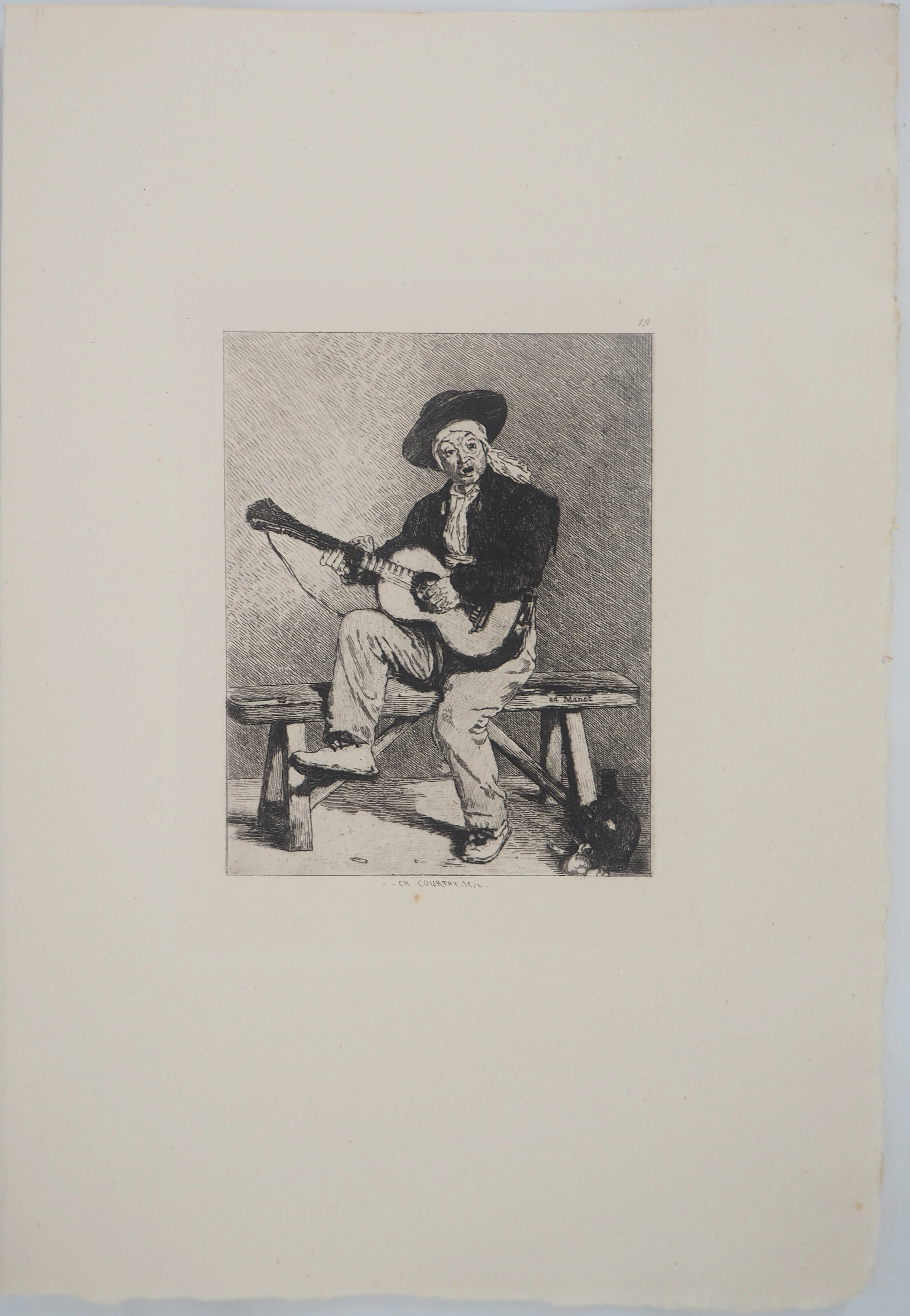 Edouard MANET - Le Guitariste Espagnol, 1873 - Gravure signée