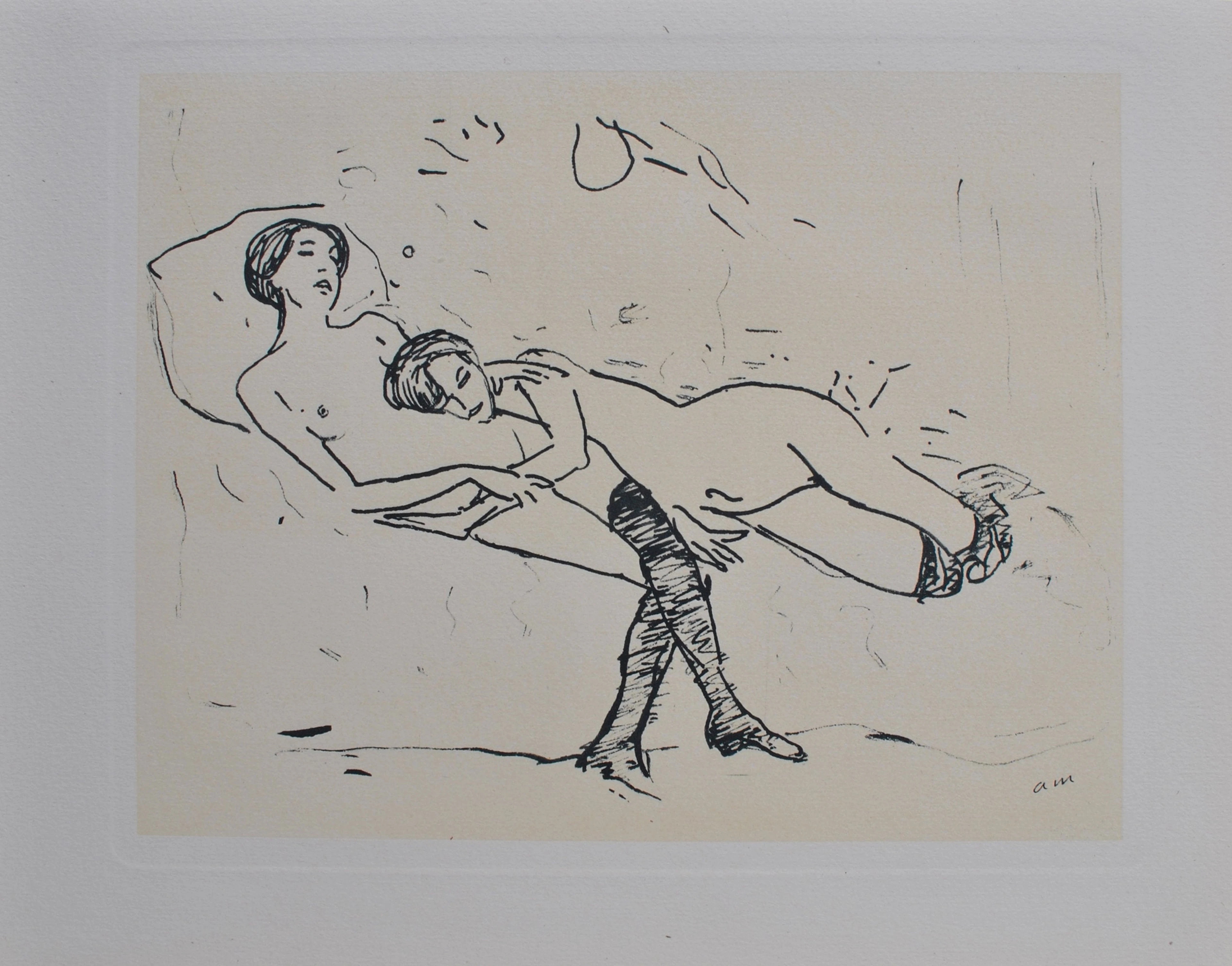 Albert MARQUET : Deux femmes nues allongées , Gravure signée
