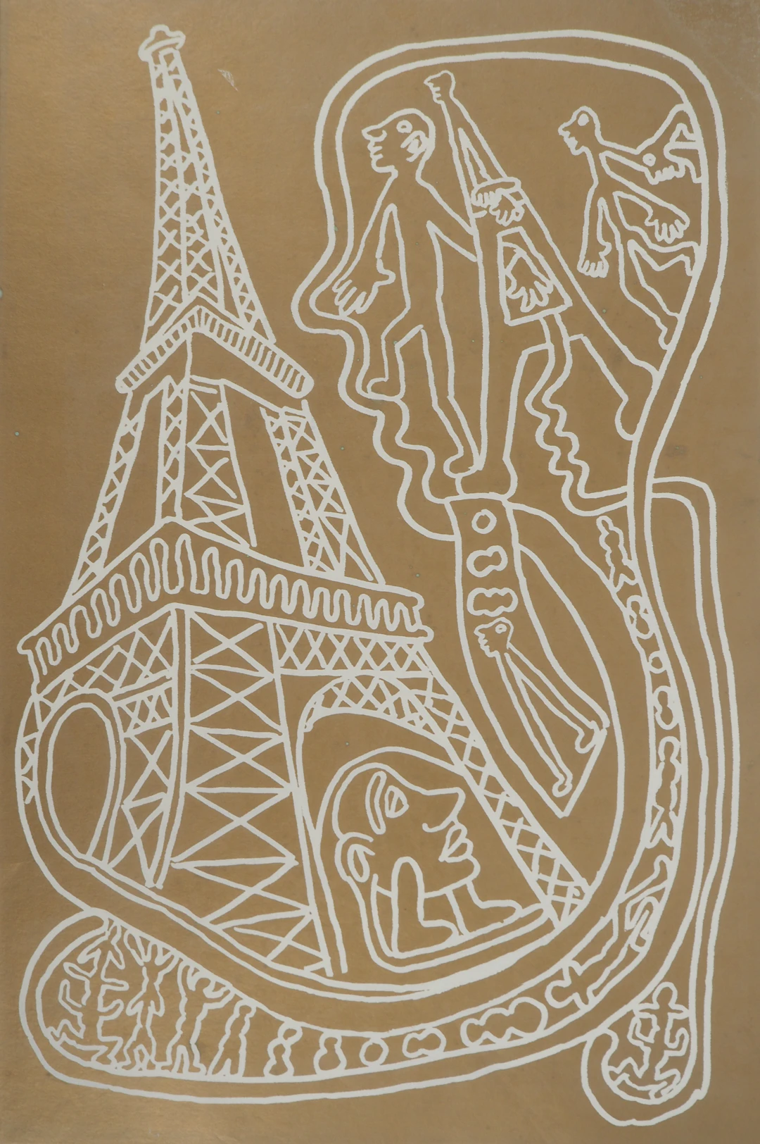 Yvon TAILLANDIER : Paris, La Tour Eiffel en doré, Sérigraphie originale