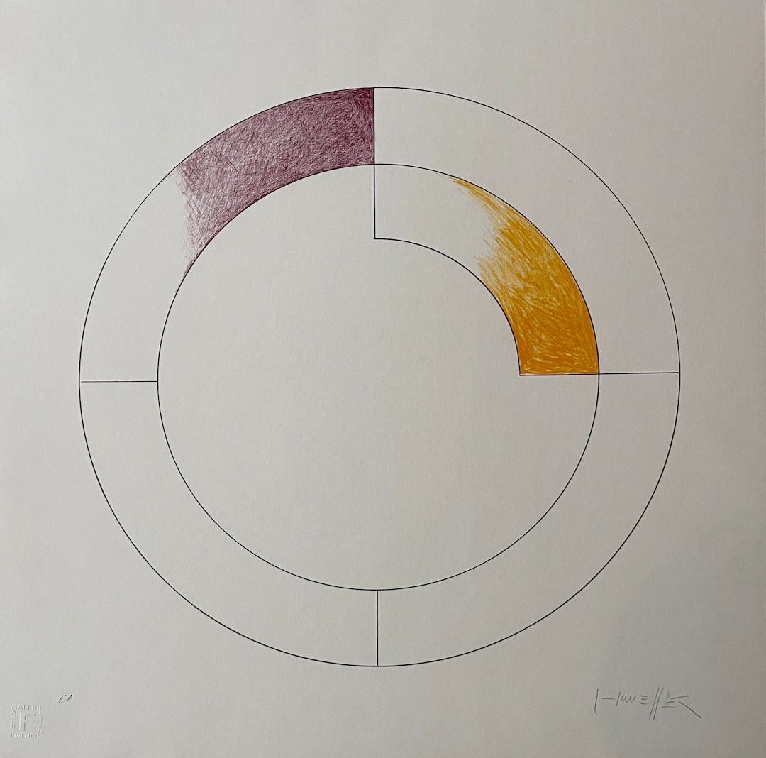 Gottfried HONEGGER - Composition 3 (violet et jaune), 2015 - Sérigraphie