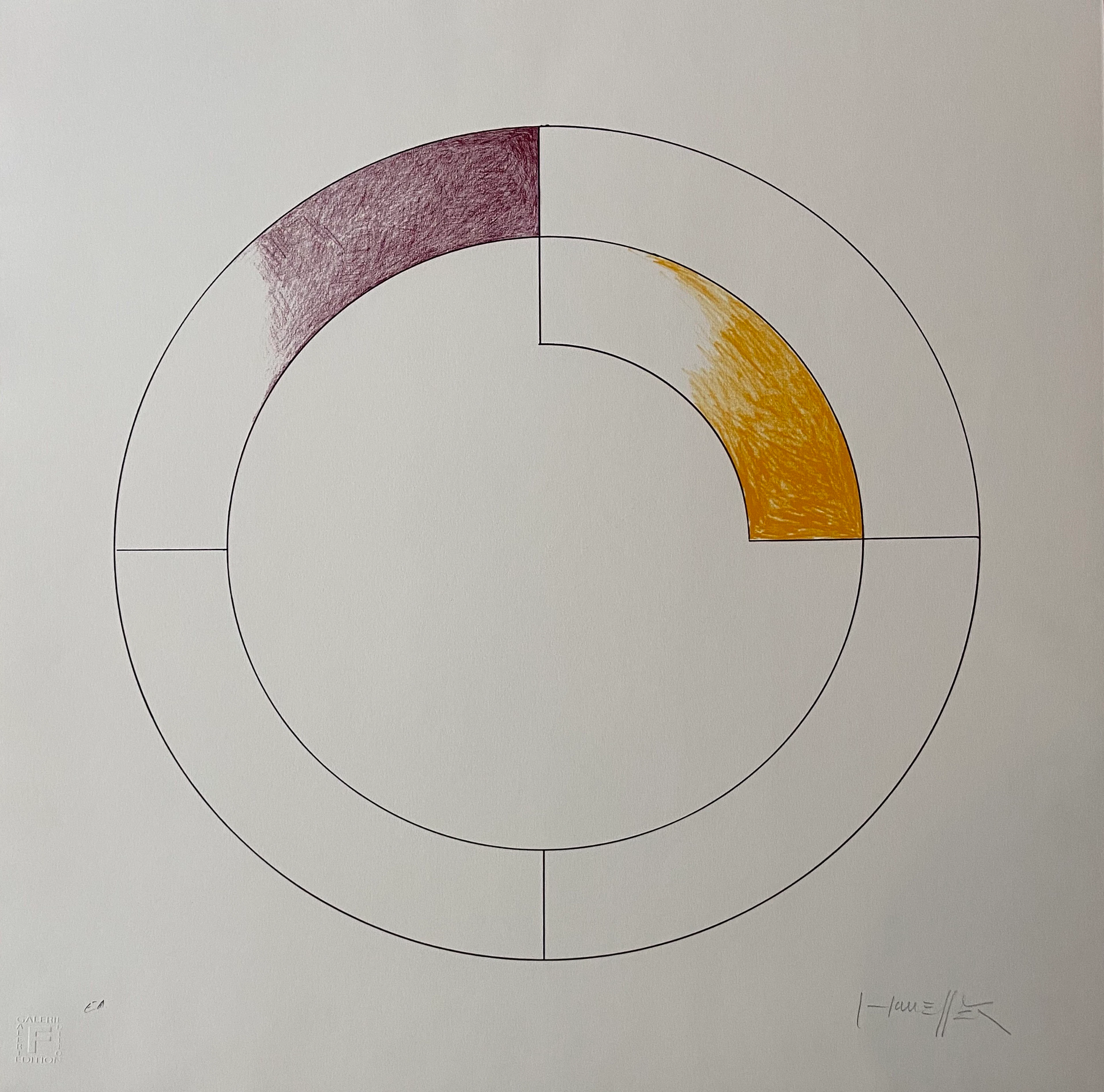 Gottfried HONEGGER - Composition 3 (violet et jaune), 2015 - Sérigraphie