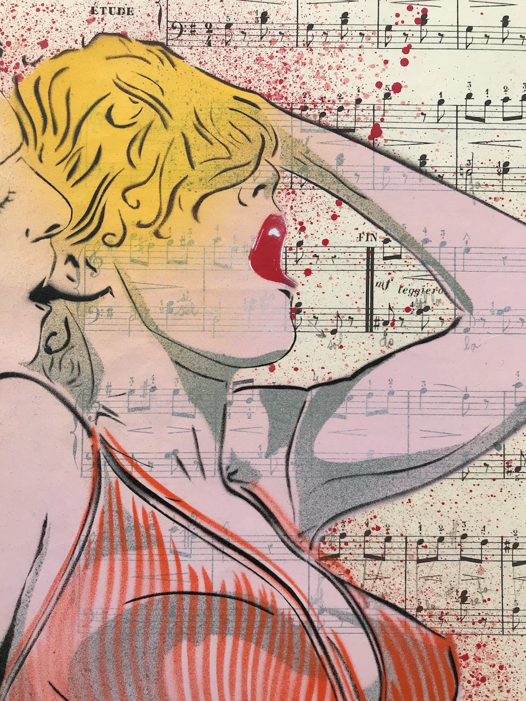 Christophe STOUVENEL - Blondinette, 2021 - Pochoir sur papier