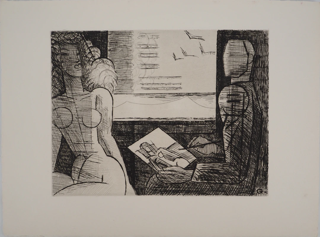 Marcel GROMAIRE : Muse posant - Gravure sur cuivre originale Signée