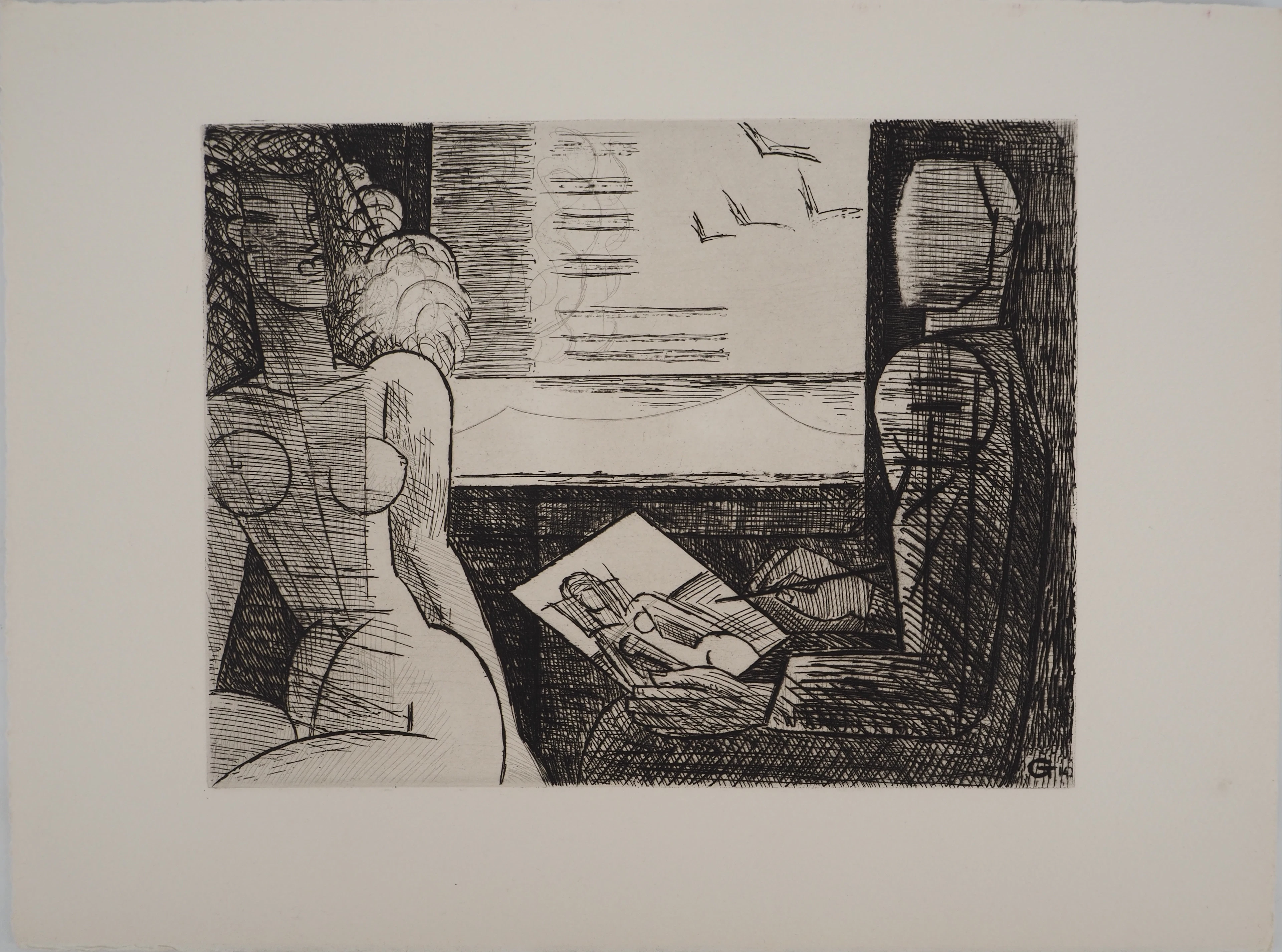 Marcel GROMAIRE : Muse posant - Gravure sur cuivre originale Signée