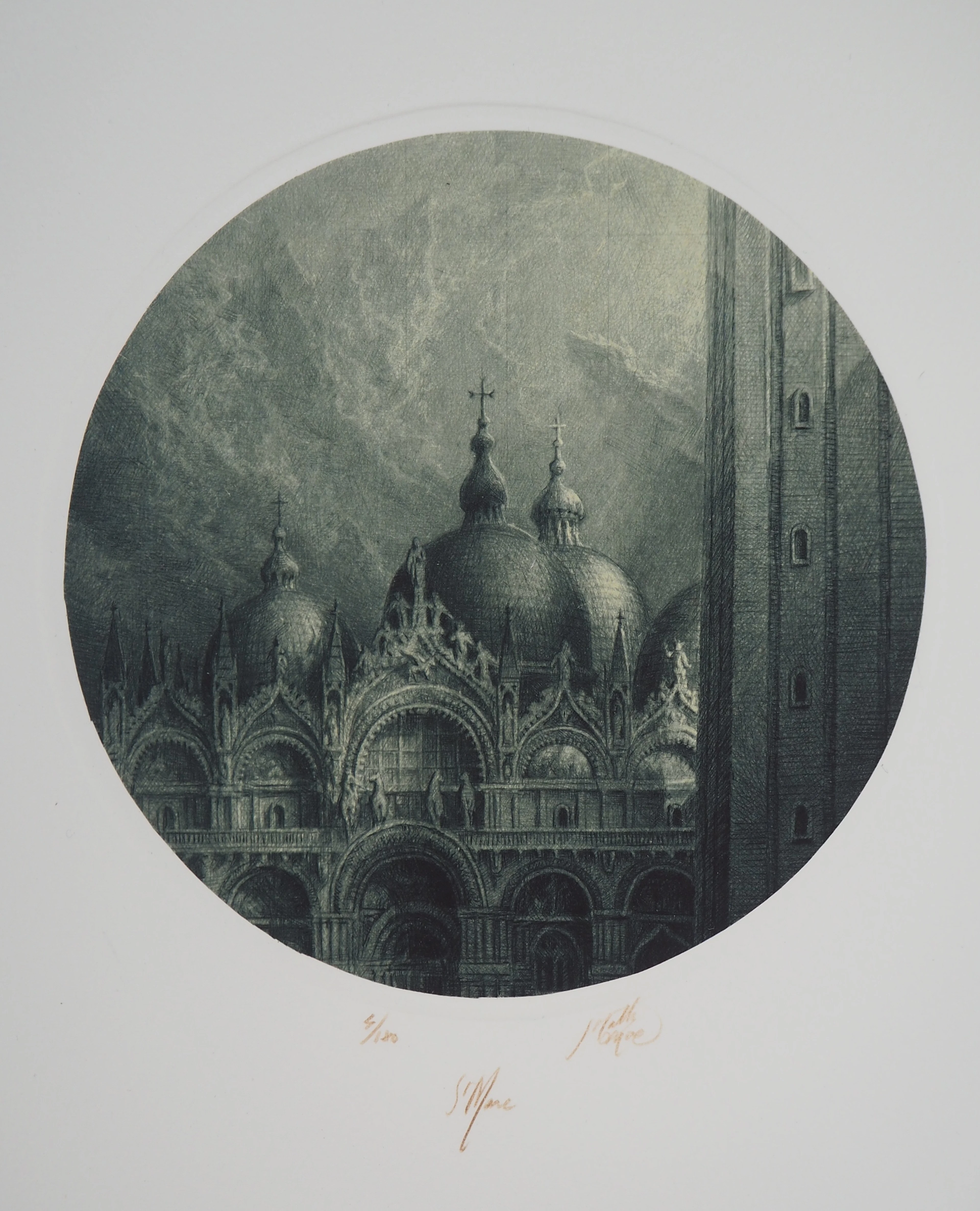 Jean Michel MATHIEUX-MARIE: La Basilique de Saint Marc, Venise - Gravure