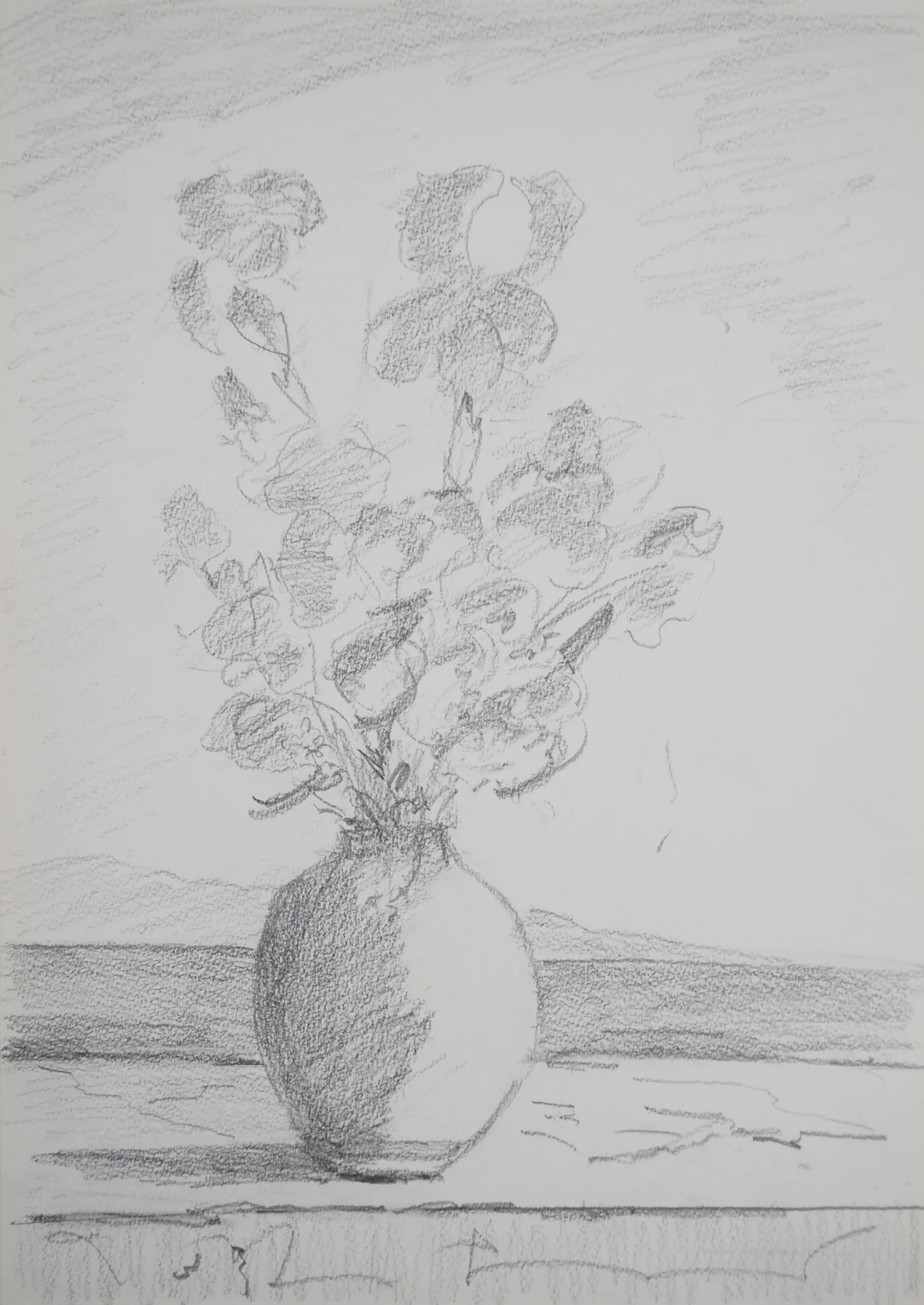 Lily MASSON : Bouquet de giroflées - Dessin original