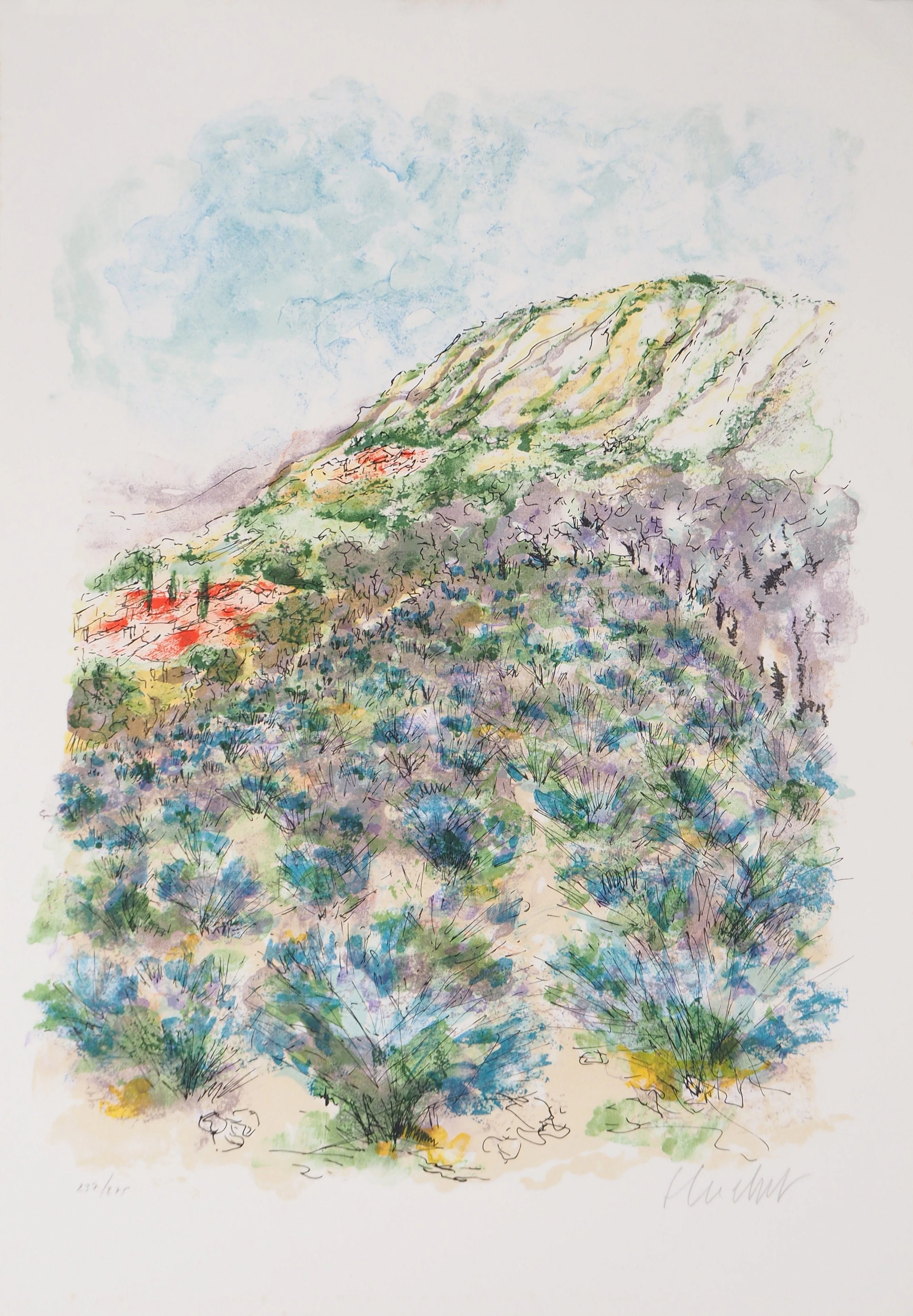 Urbain HUCHET : Villages dans les Alpilles - Lithographie originale signée