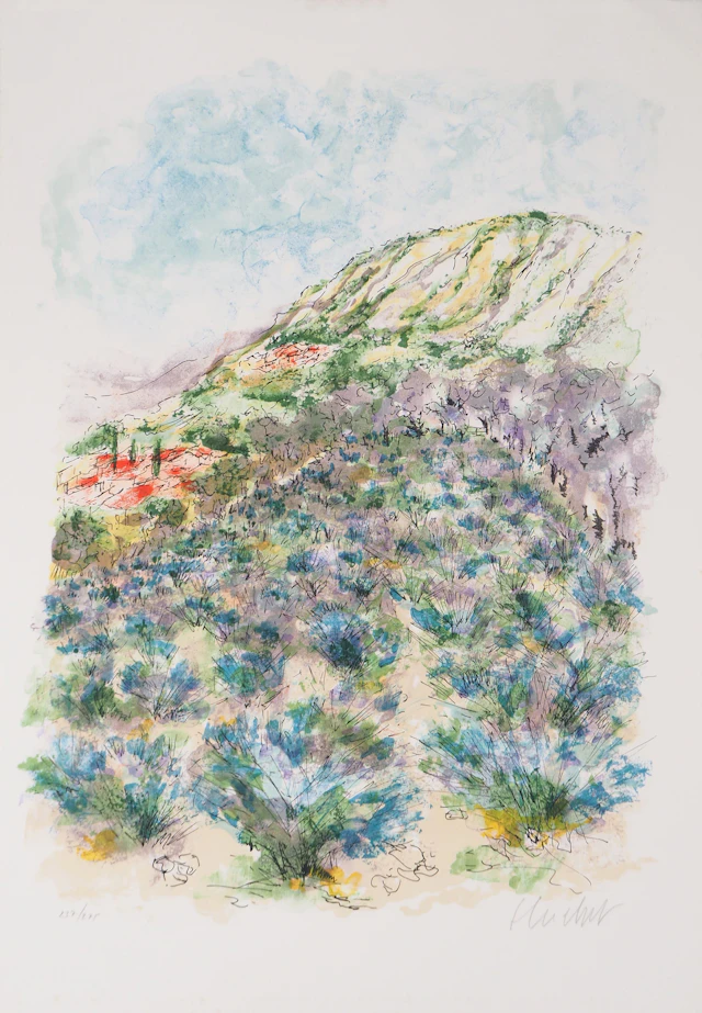 Urbain HUCHET : Villages dans les Alpilles - Lithographie originale signée