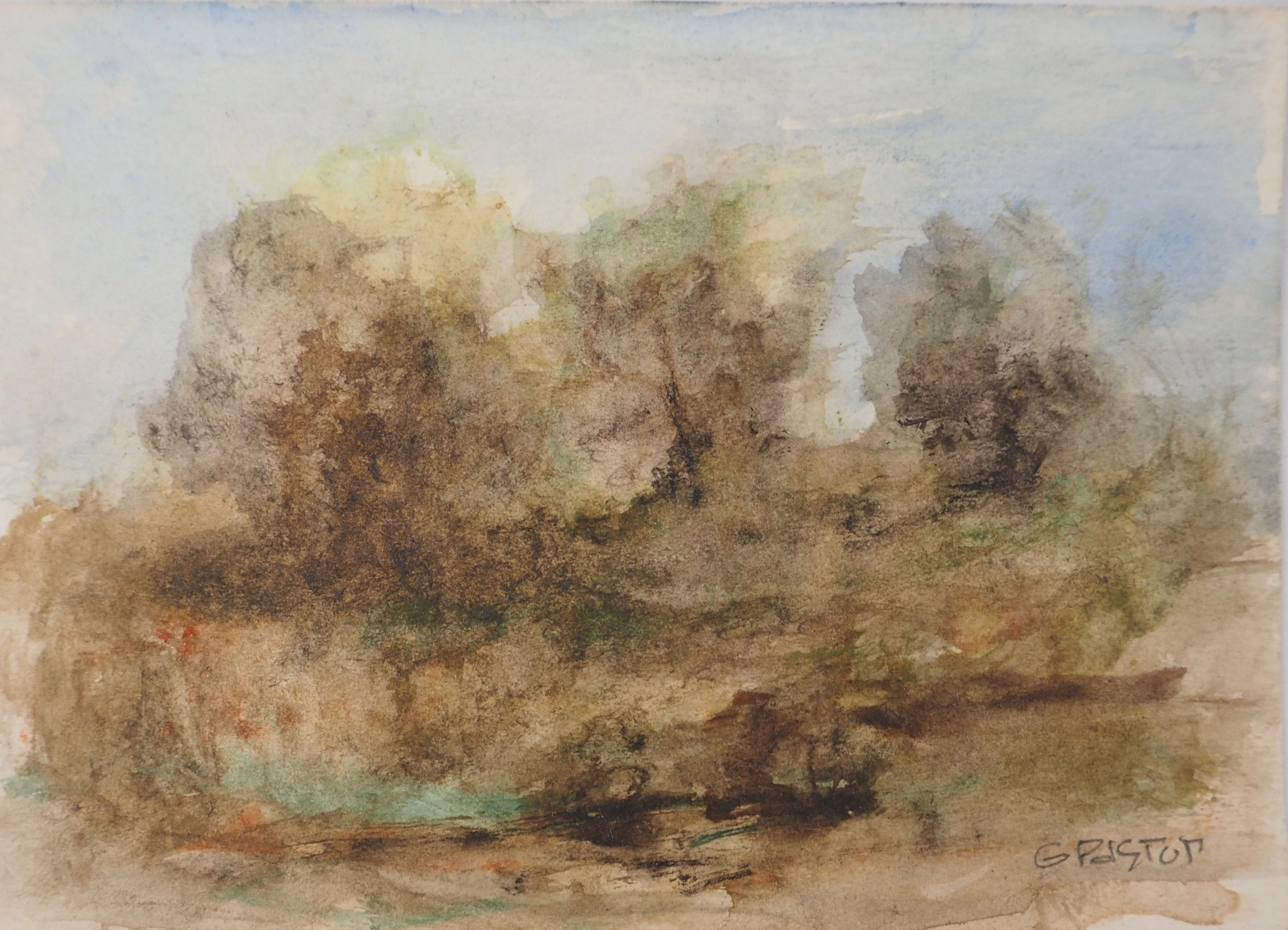 Gilbert PASTOR : Ruisseau en forêt, Aquarelle originale signée