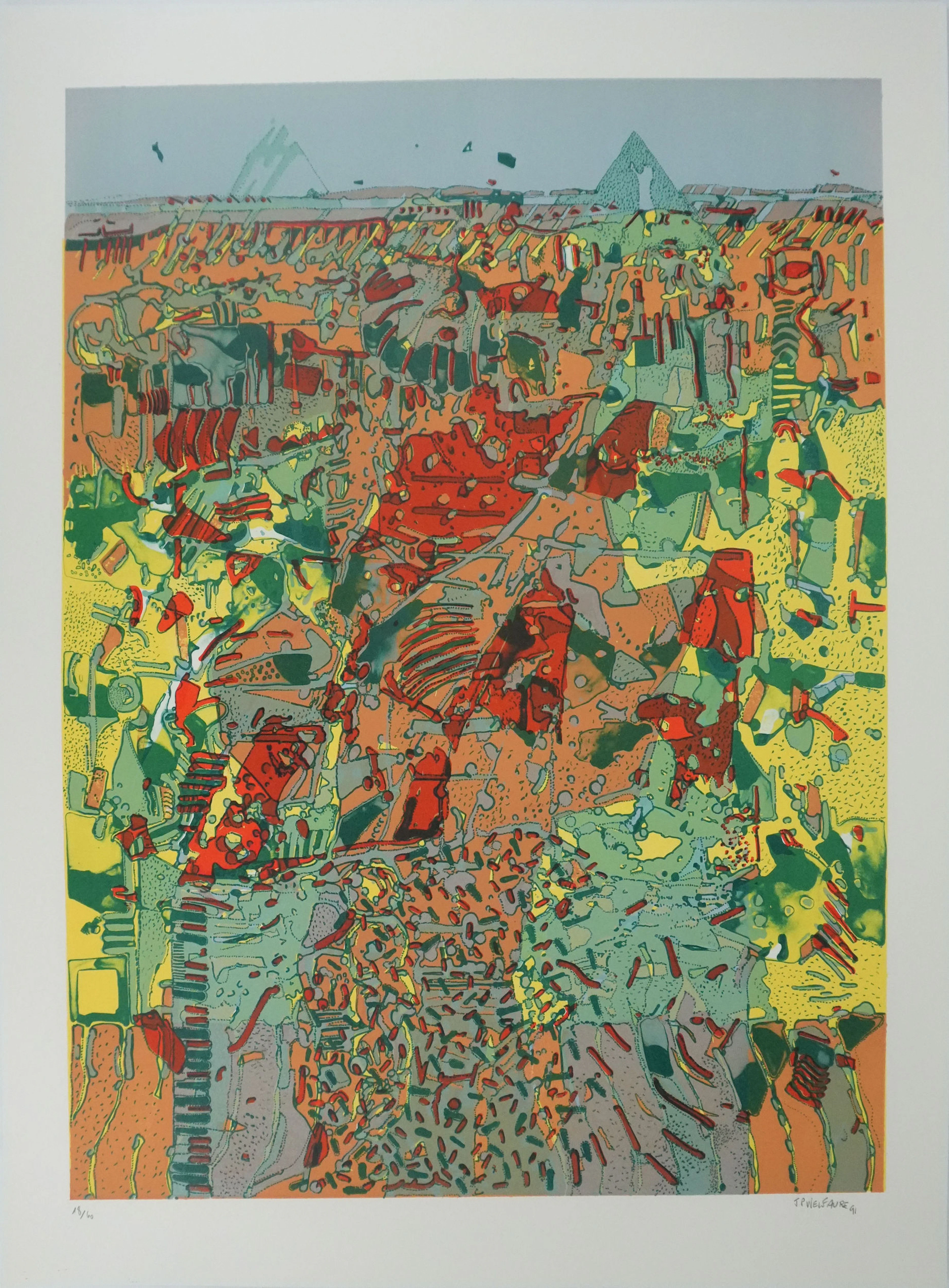 Jean-Pierre VIELFAURE : Chaos, Lithographie originale signée