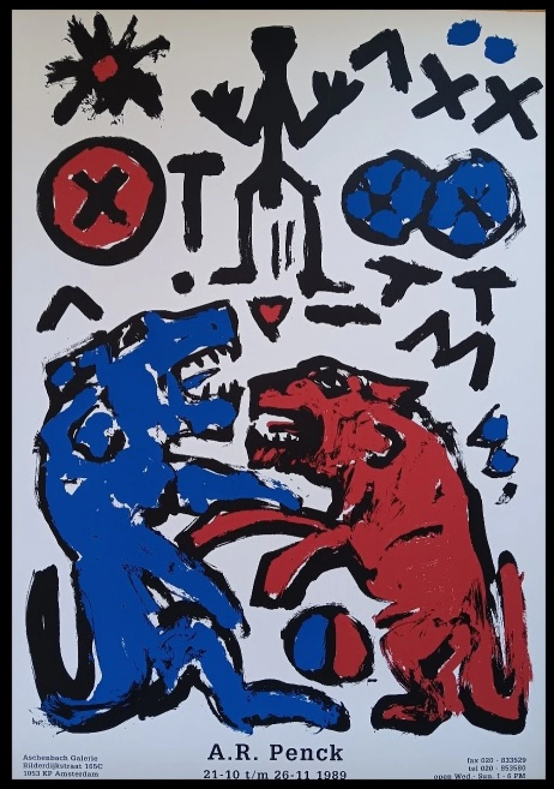 A.R. PENCK - Affiche originale d’exposition - Amsterdam - 1989