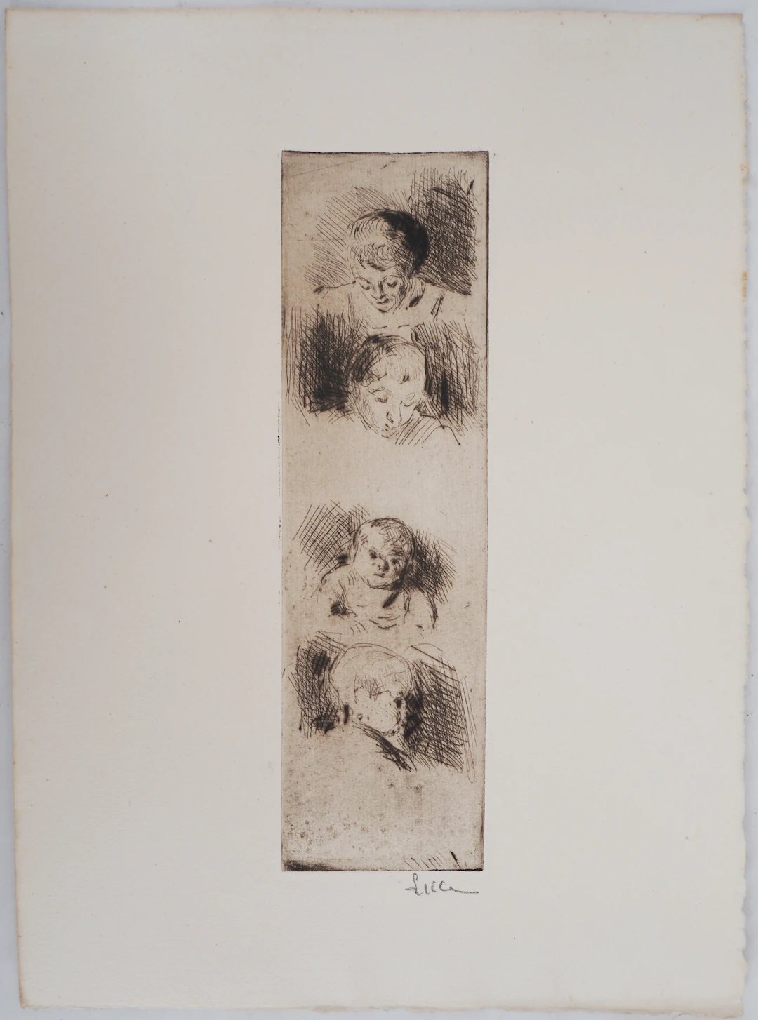 Maximilien LUCE La Fratrie (Etude de quatre enfants) Vers 1890 -Gravure