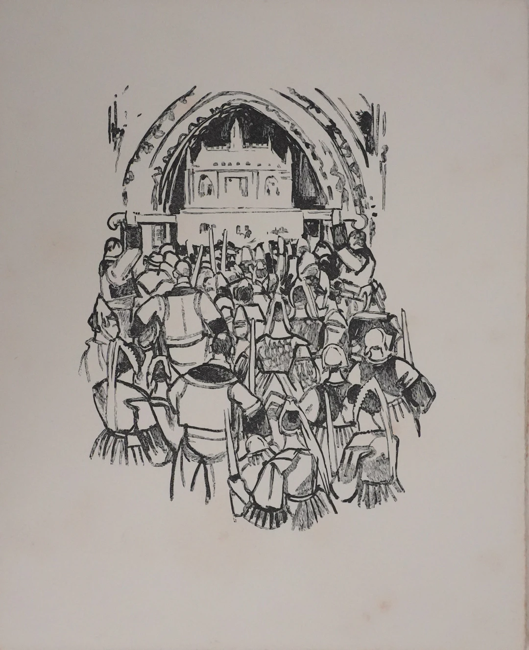 Mathurin MEHEUT : Bretagne, Procession du reliquaire (Noir), Gravure