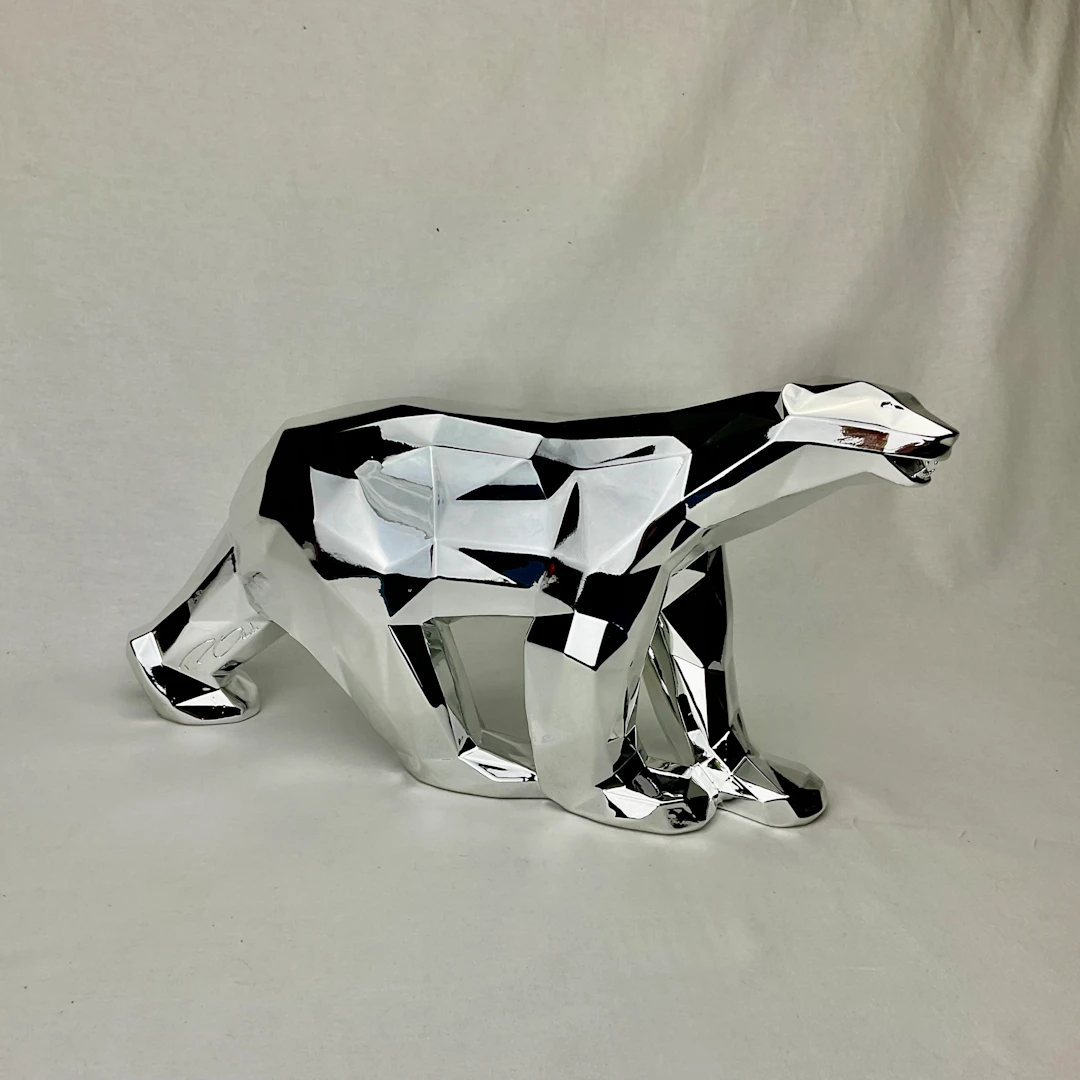 Richard ORLINSKI - Ours Pompon - Sculpture en résine, Chromé Argent