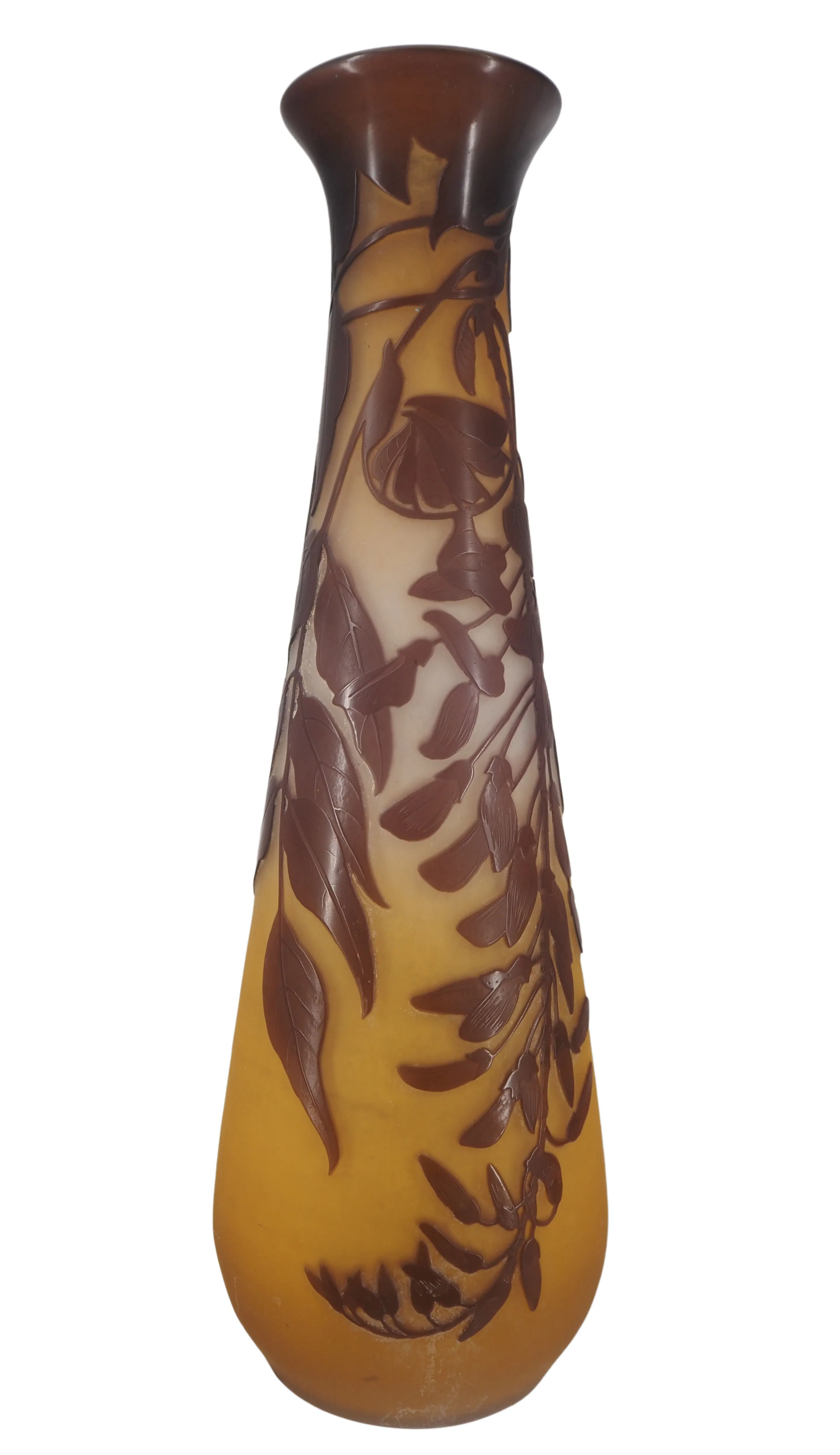 Émile GALLE - Vase en pate de verre à décor de glycines, signé, Nancy