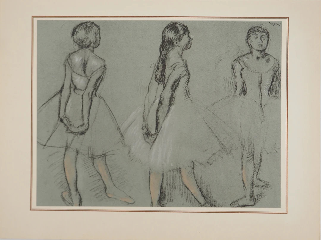 Edgar DEGAS : Les trois petits rats de l’opéra, Lithographie et pochoir signée