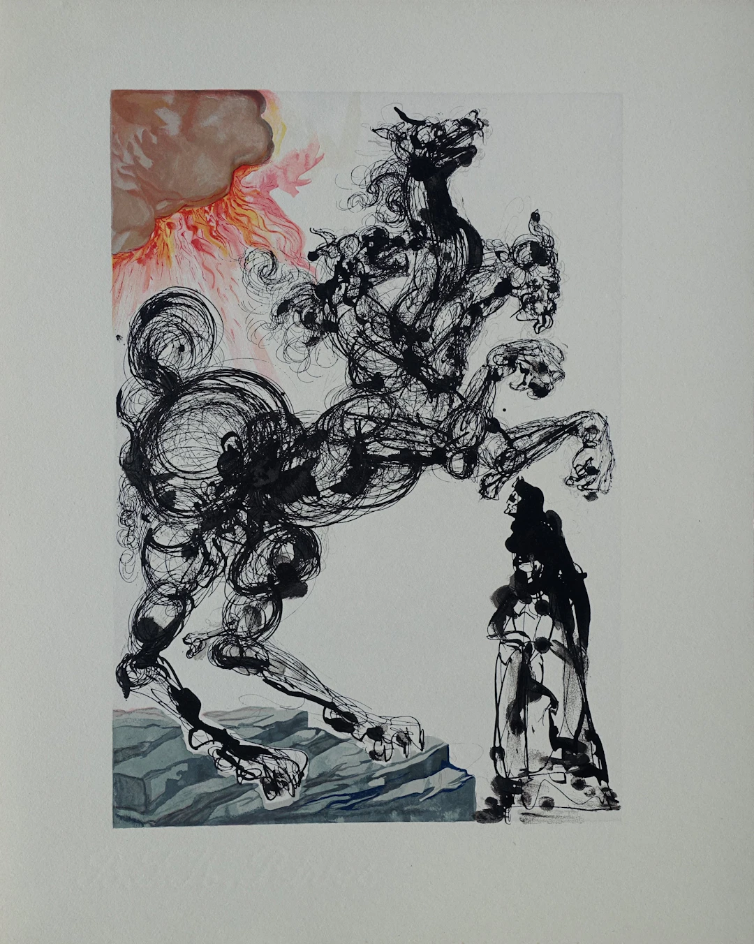 Salvador DALI : Cerbère, Bois gravé original