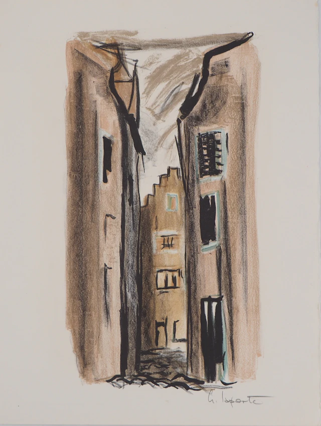 Georges Laporte - Ruelle à Bruges, 1971 - Lithographie originale signée