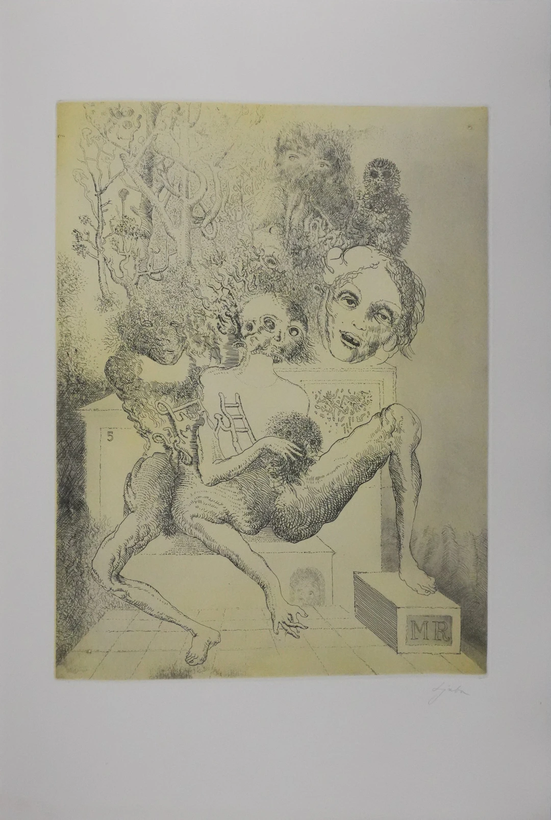 Popovic LJUBA : Dans son parc, Gravure originale signée