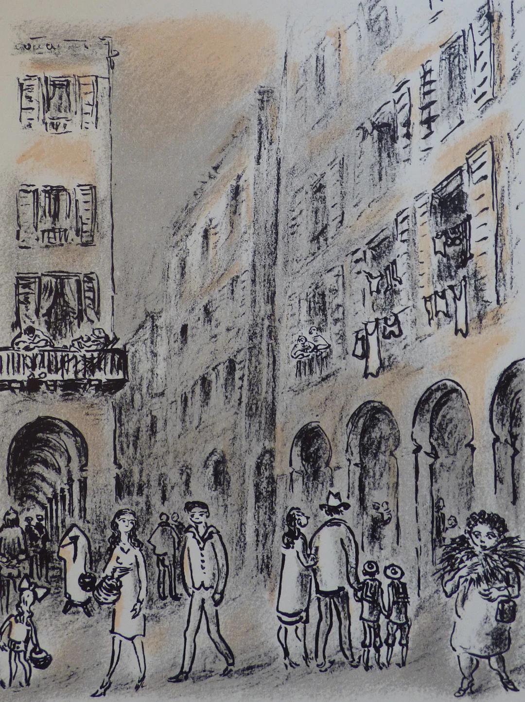 André HAMBOURG - Dans la rue 3, 1980 - Lithographie originale