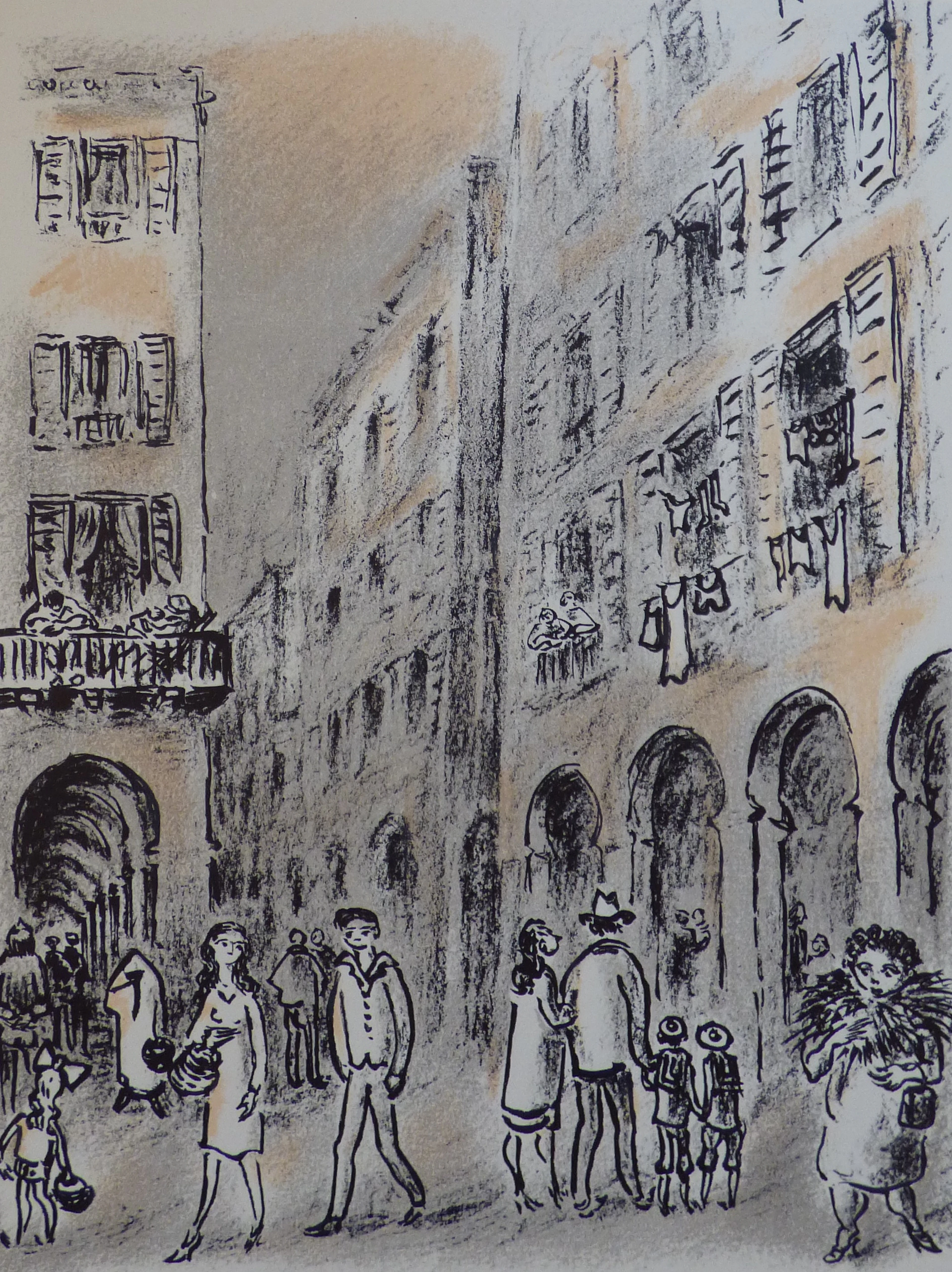 André HAMBOURG - Dans la rue 3, 1980 - Lithographie originale
