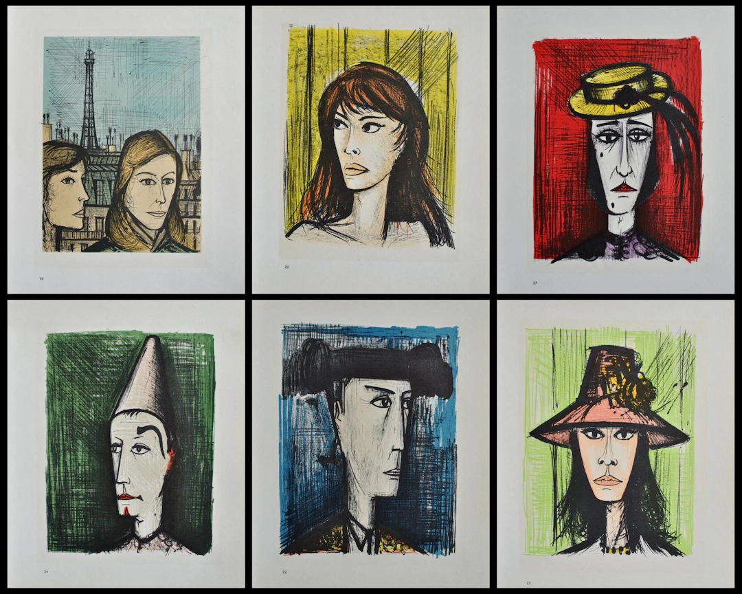 Bernard BUFFET : Visages, 7+1 Lithographies, 1967