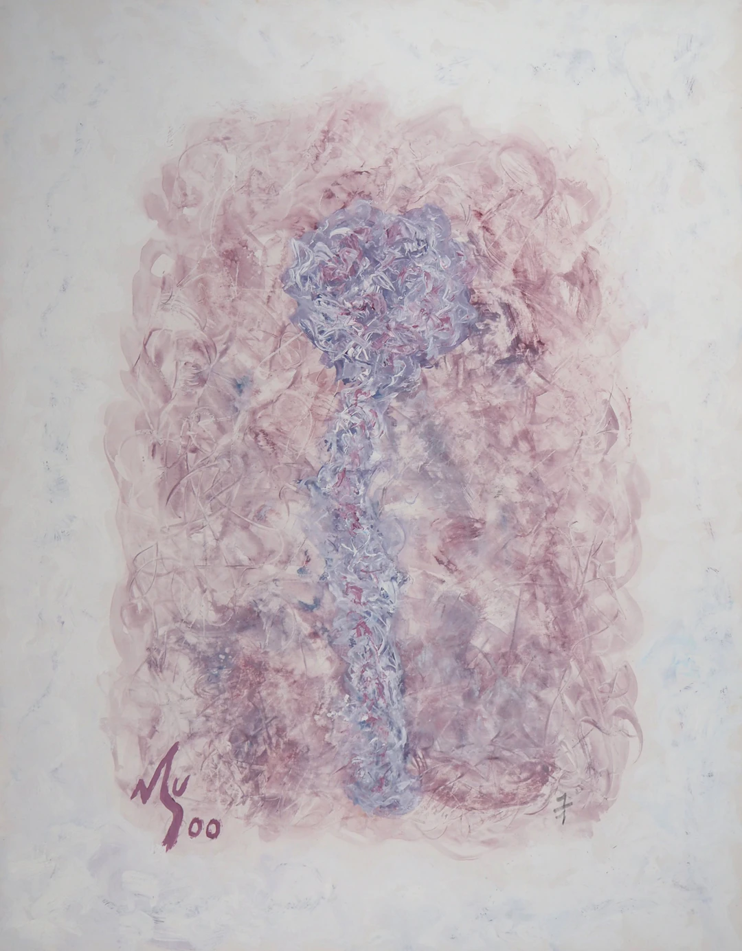 Michel GUIGNARD : Personnage isolé en rose, 2000 - Acrylique et gouache