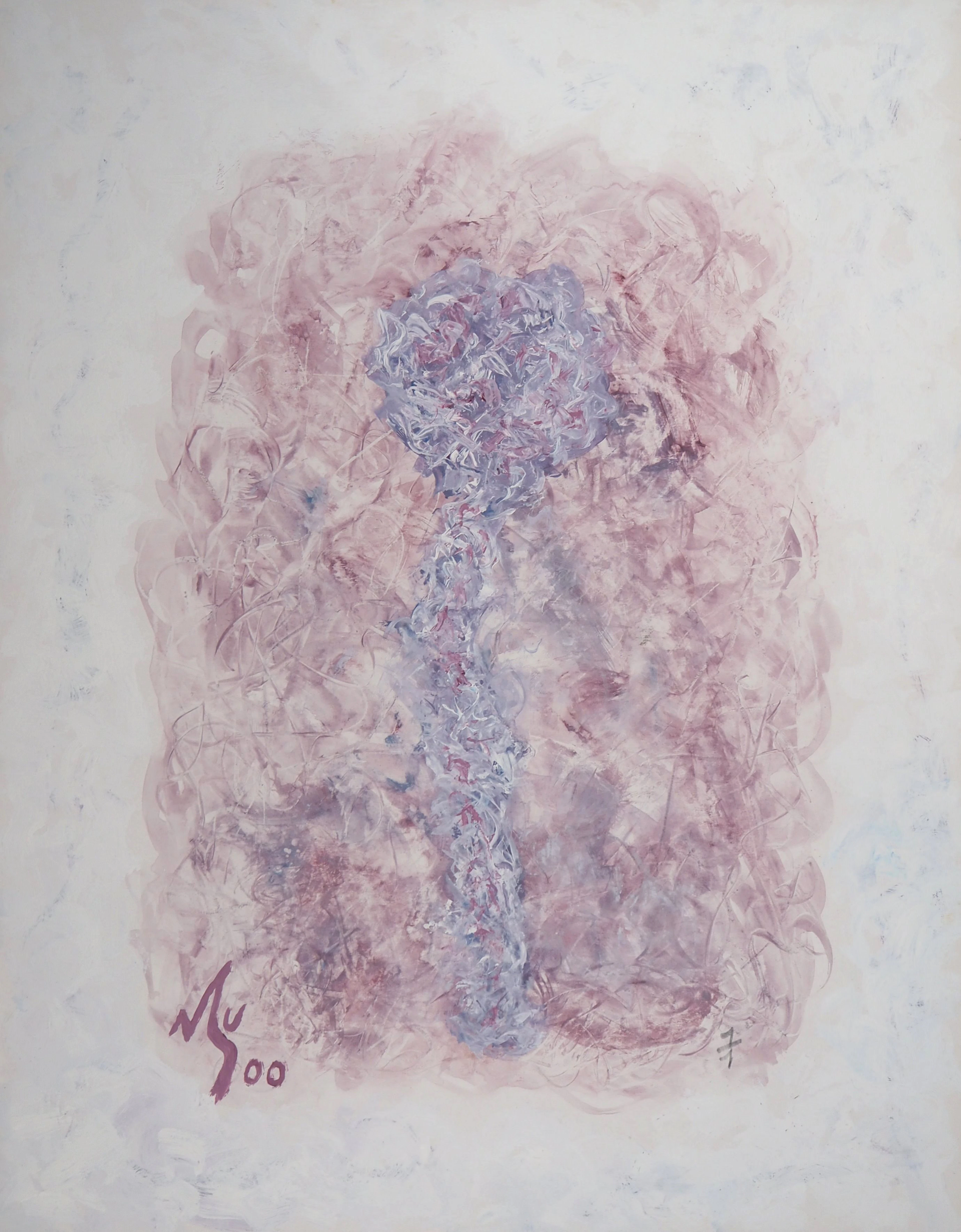 Michel GUIGNARD : Personnage isolé en rose, 2000 - Acrylique et gouache