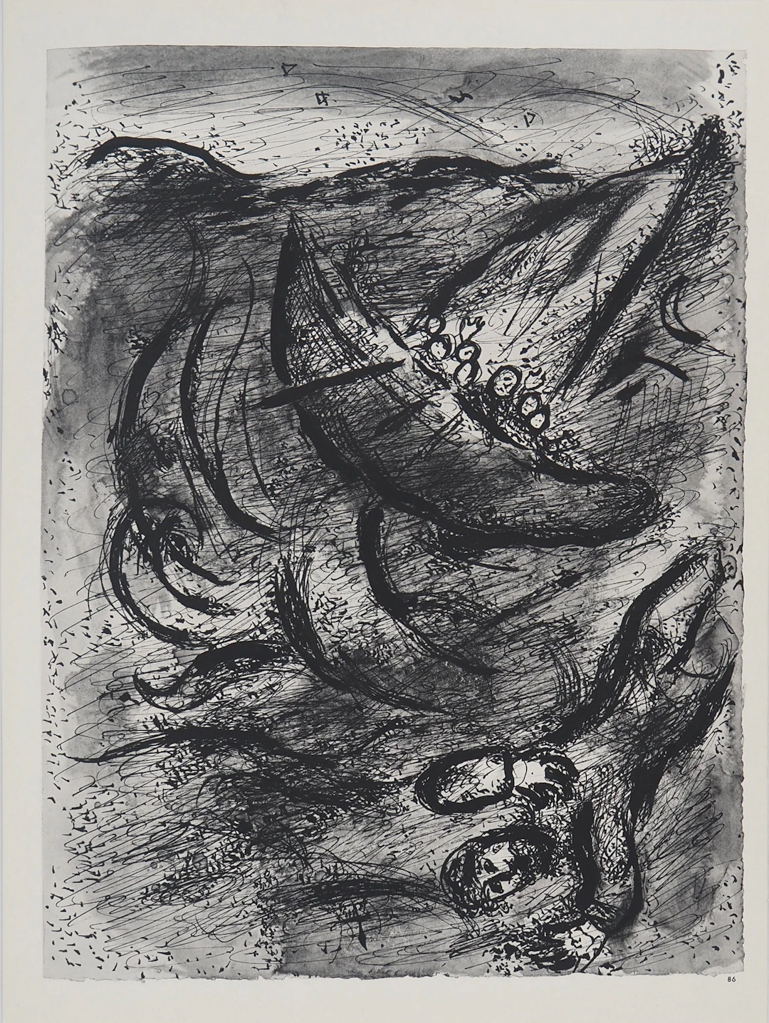 Marc CHAGALL : La Bible, Jonas, la tempête en mer, Héliogravure