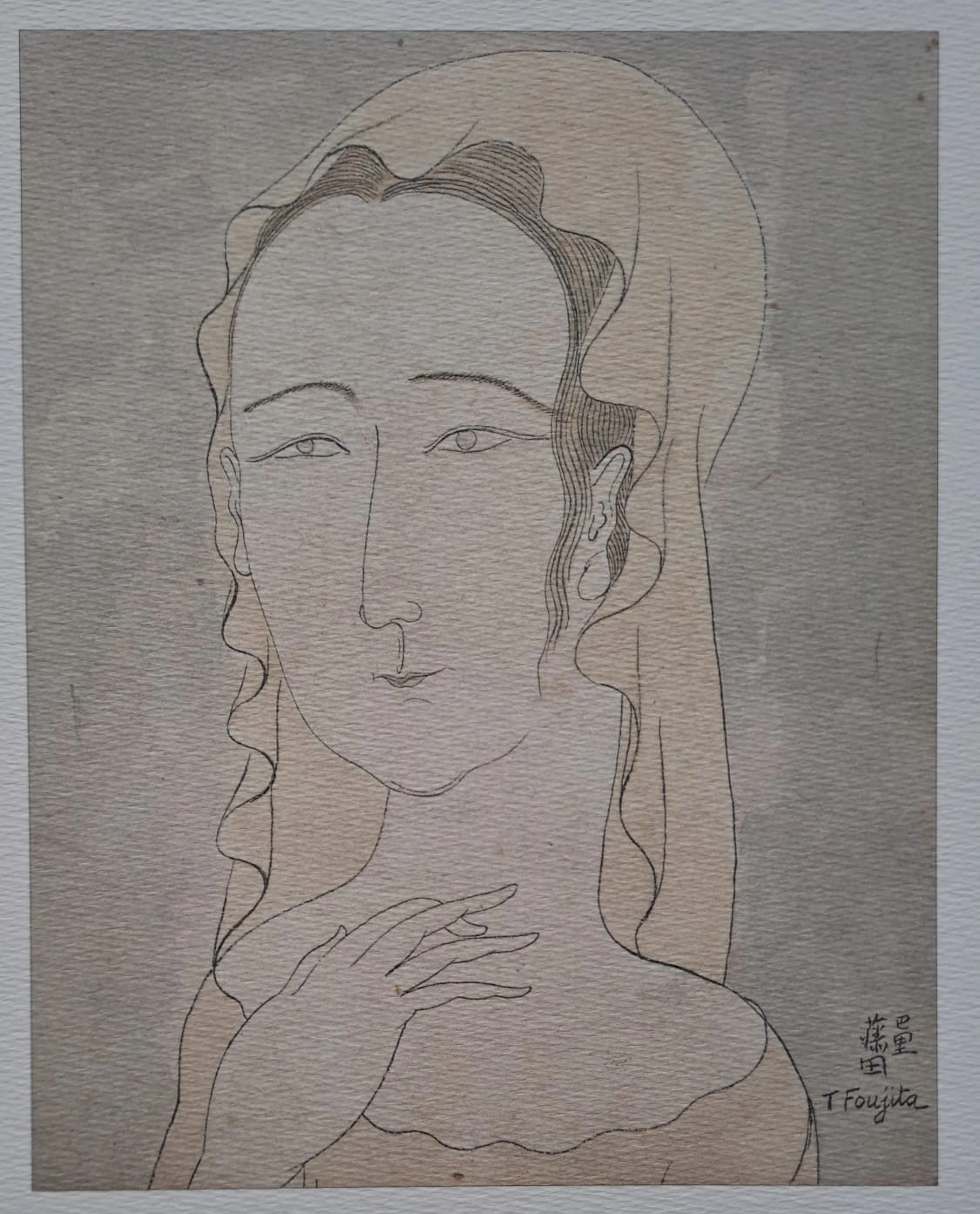 Léonard Foujita (d’après) - Vierge au voile - Impression d’art, signée