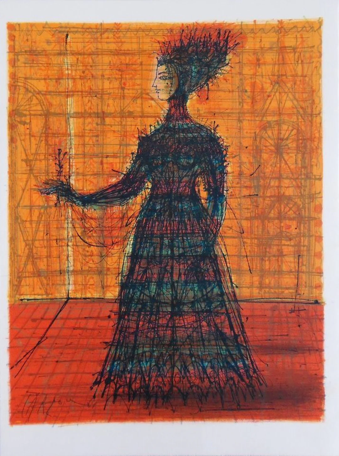 Jean CARZOU - Femme à la Rose - Lithographie originale Signée