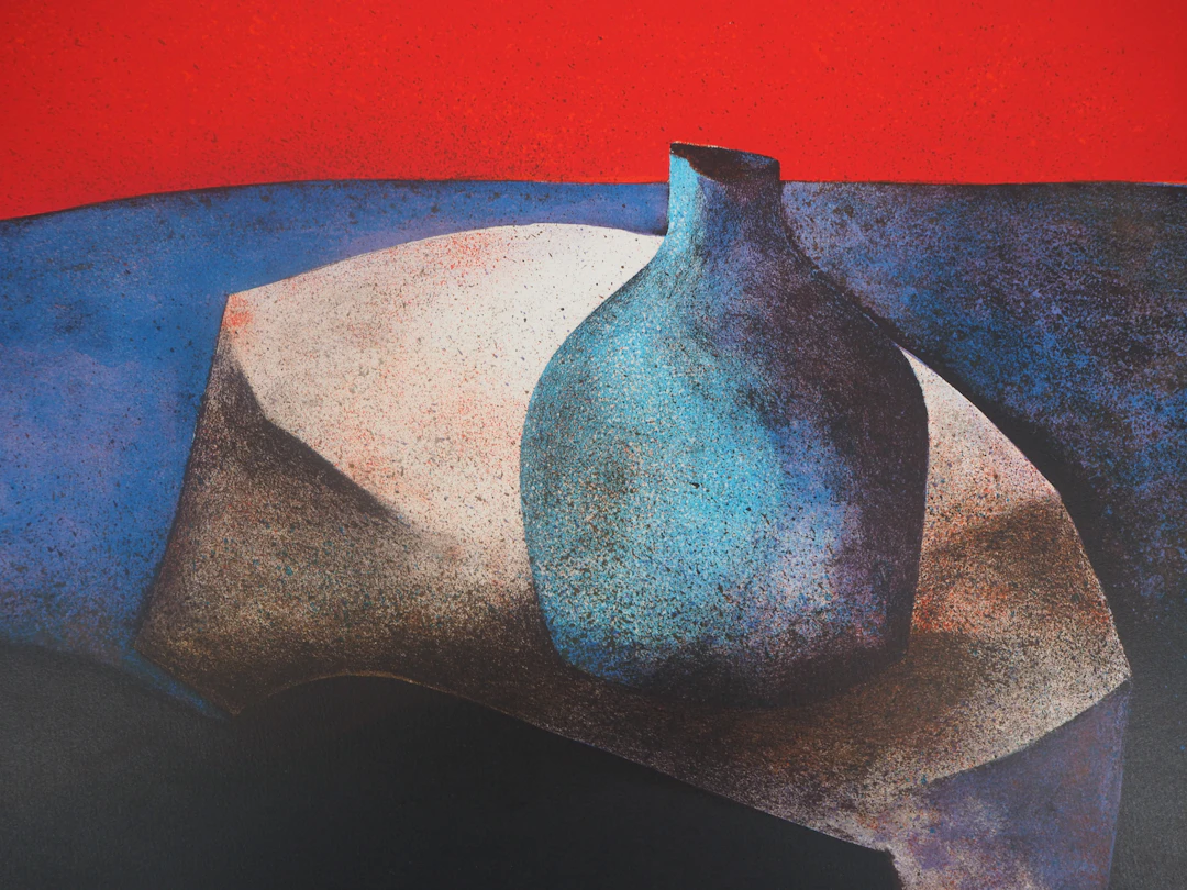 Claude GAVEAU - Nature morte au vase - Lithographie originale signée
