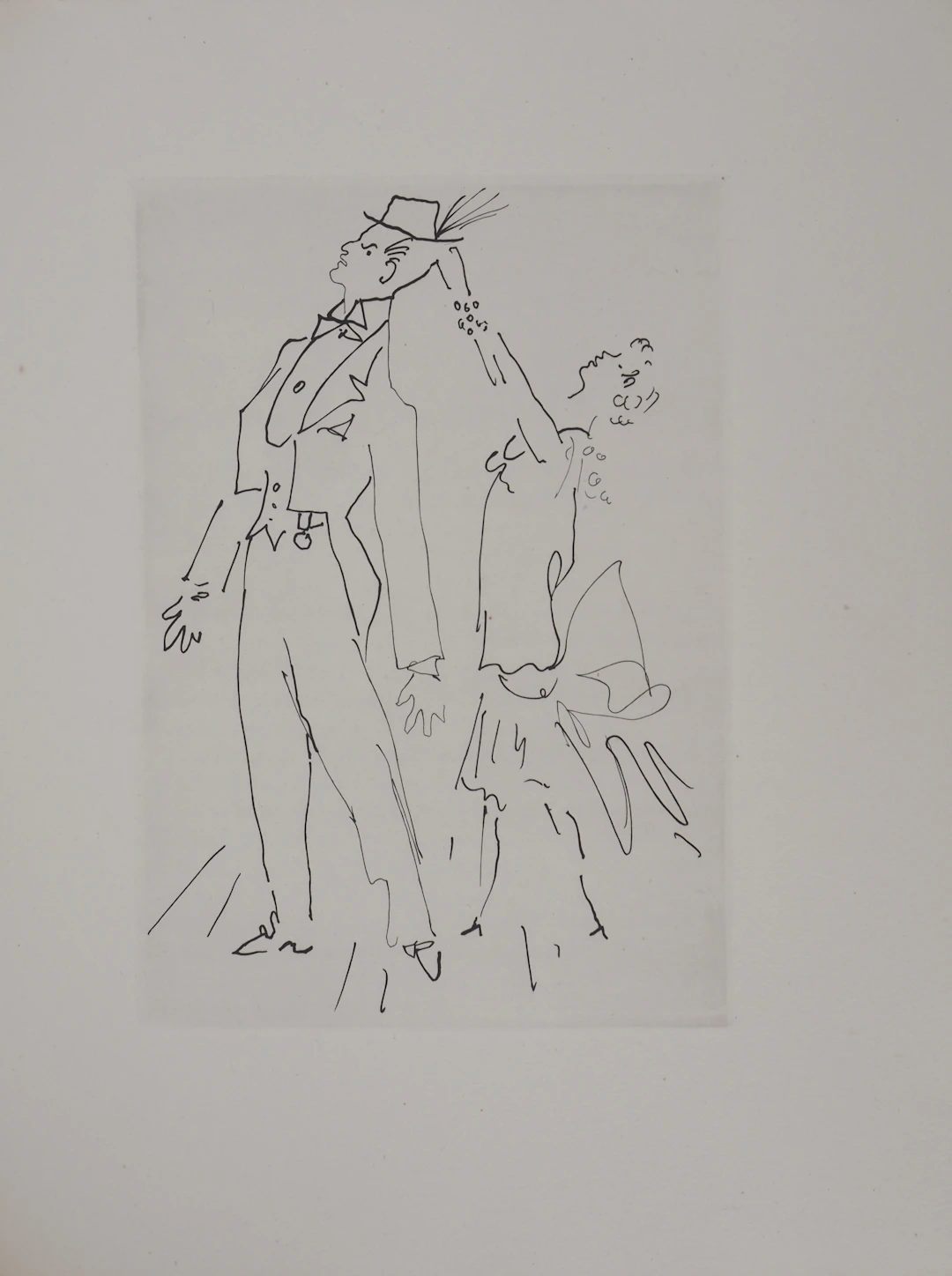 Jean COCTEAU : Le bal du comte d'Orgel, La modiste, gravure originale