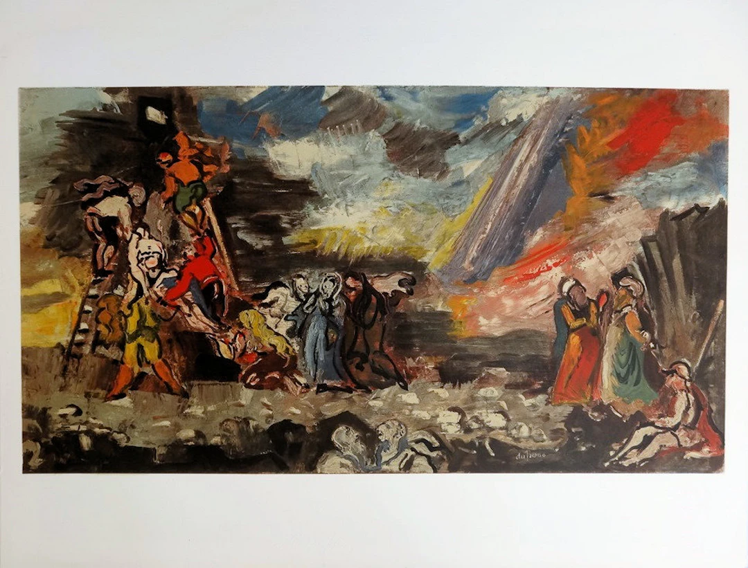 Charles DUFRESNE : La construction - Lithographie signée