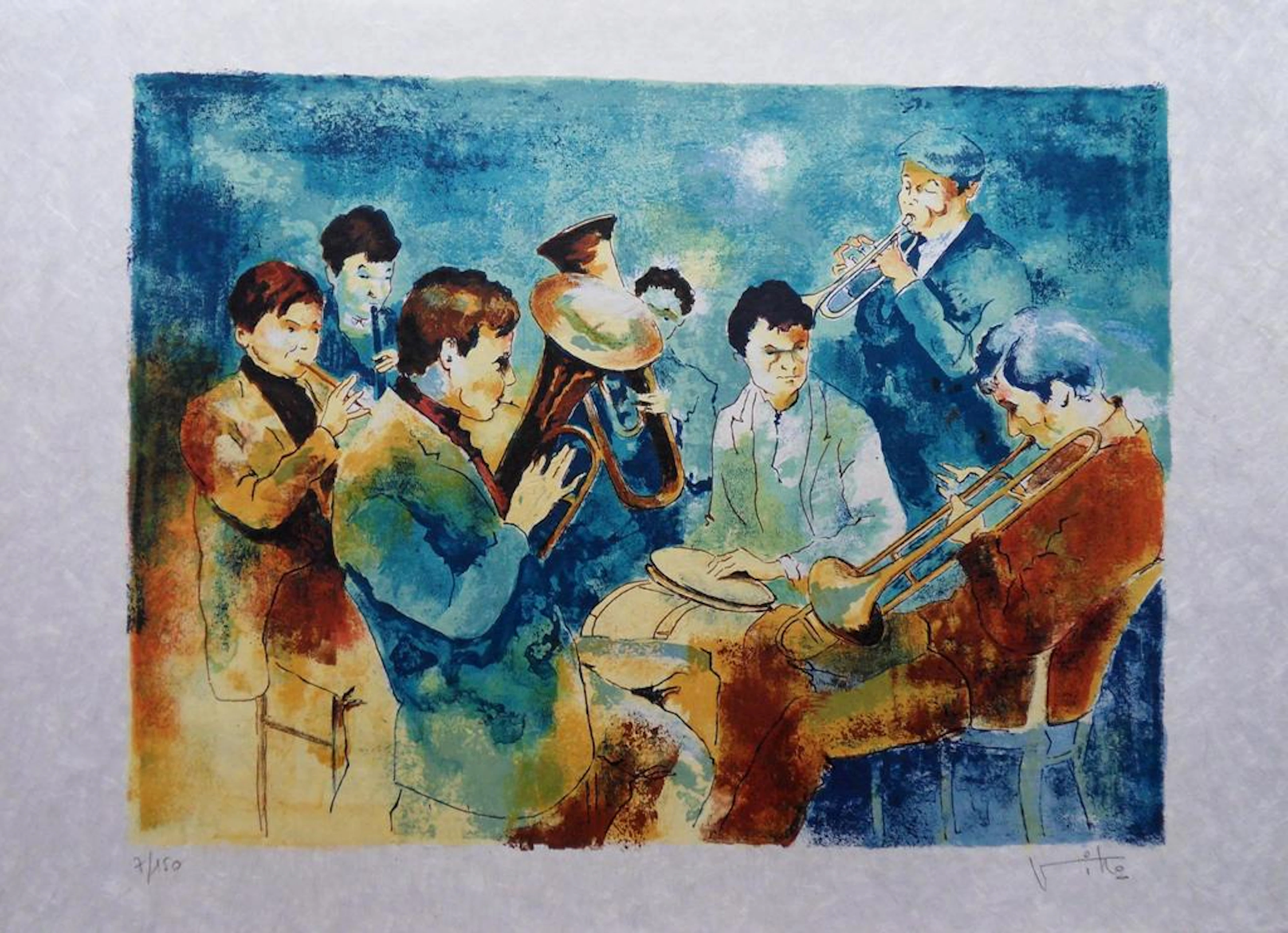 Victor VIKO : Concert de jazz - Lithographie originale signée et numérotée