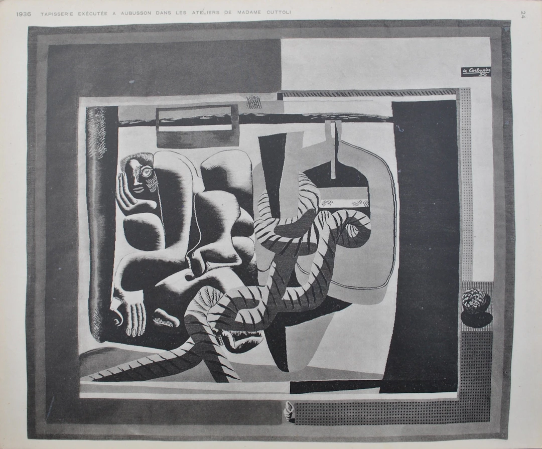 LE CORBUSIER : Penseuse monumentale et cordages, Héliogravure signée, 1938
