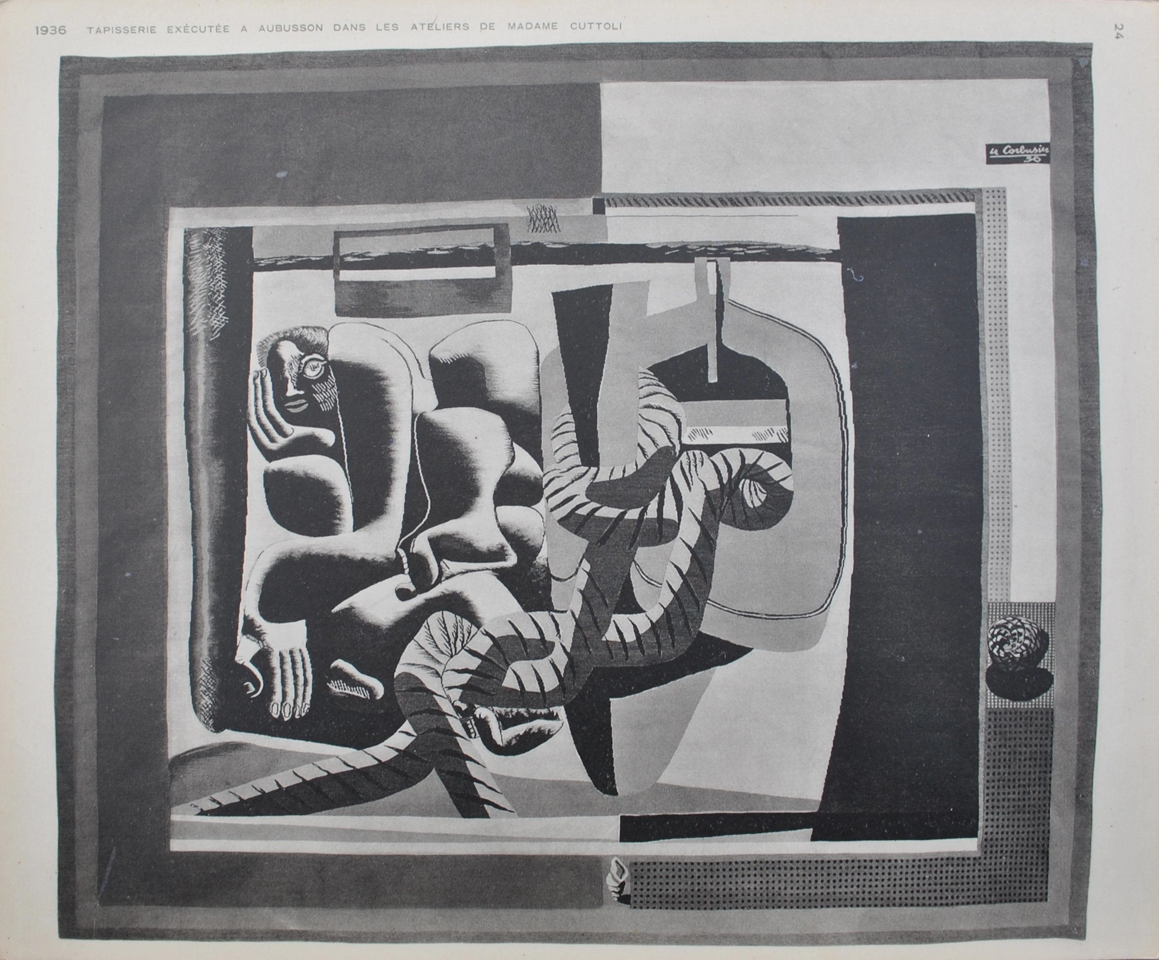 LE CORBUSIER : Penseuse monumentale et cordages, Héliogravure signée, 1938