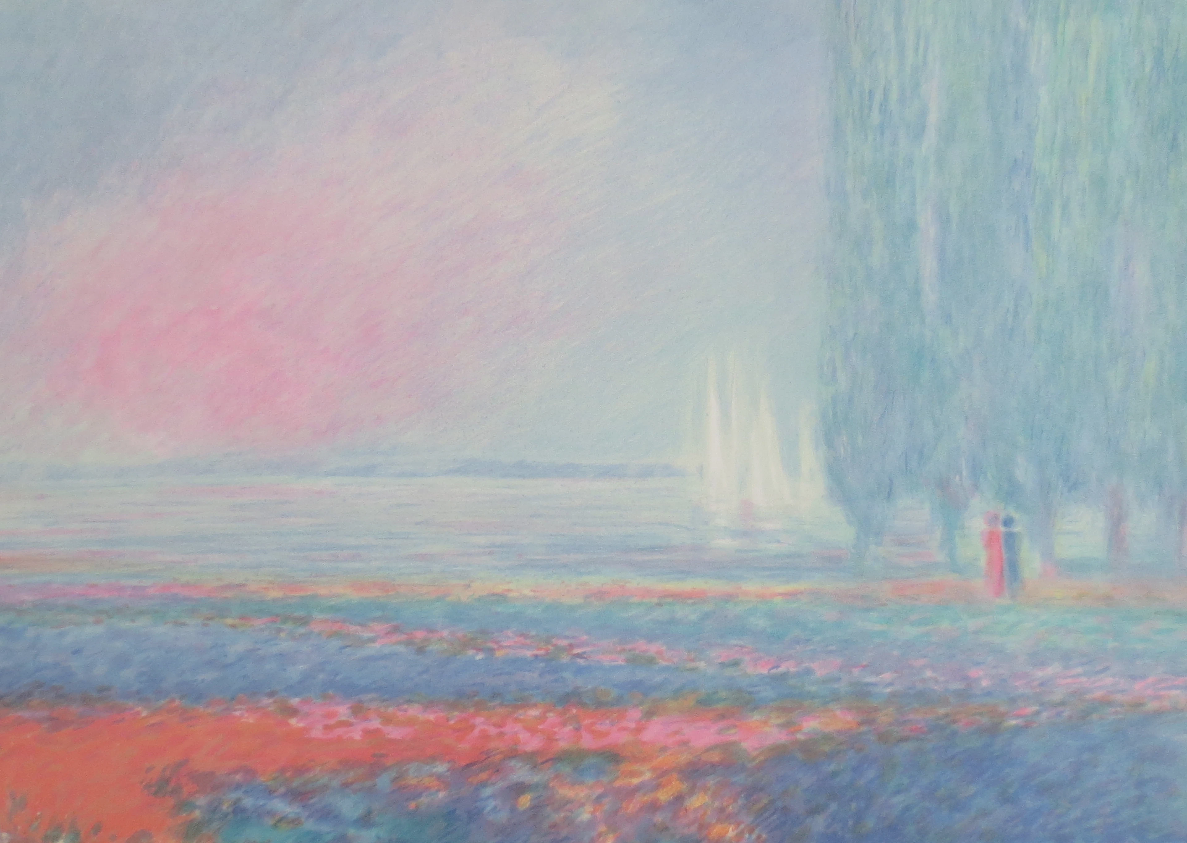 Claude MANOUKIAN - Les voiles blanches - Lithographie signée et dédicacée