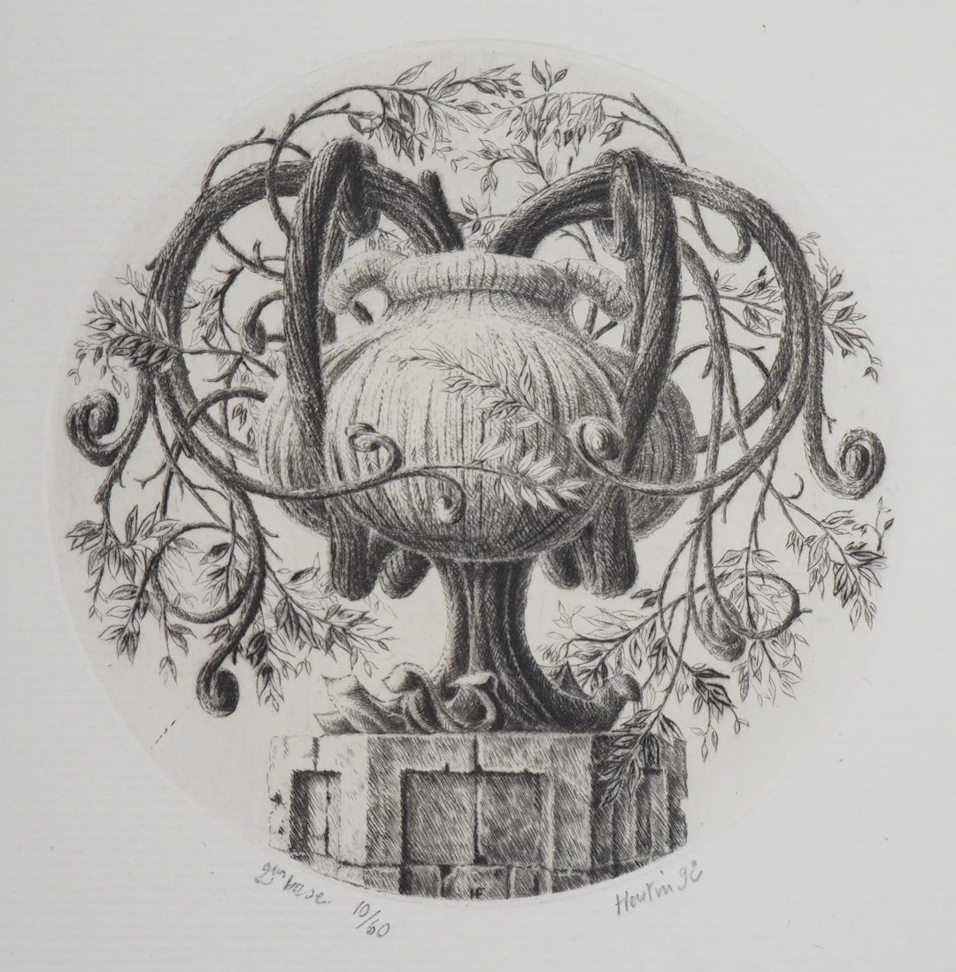 François HOUTIN : 2nd vase - Gravure Originale Signée