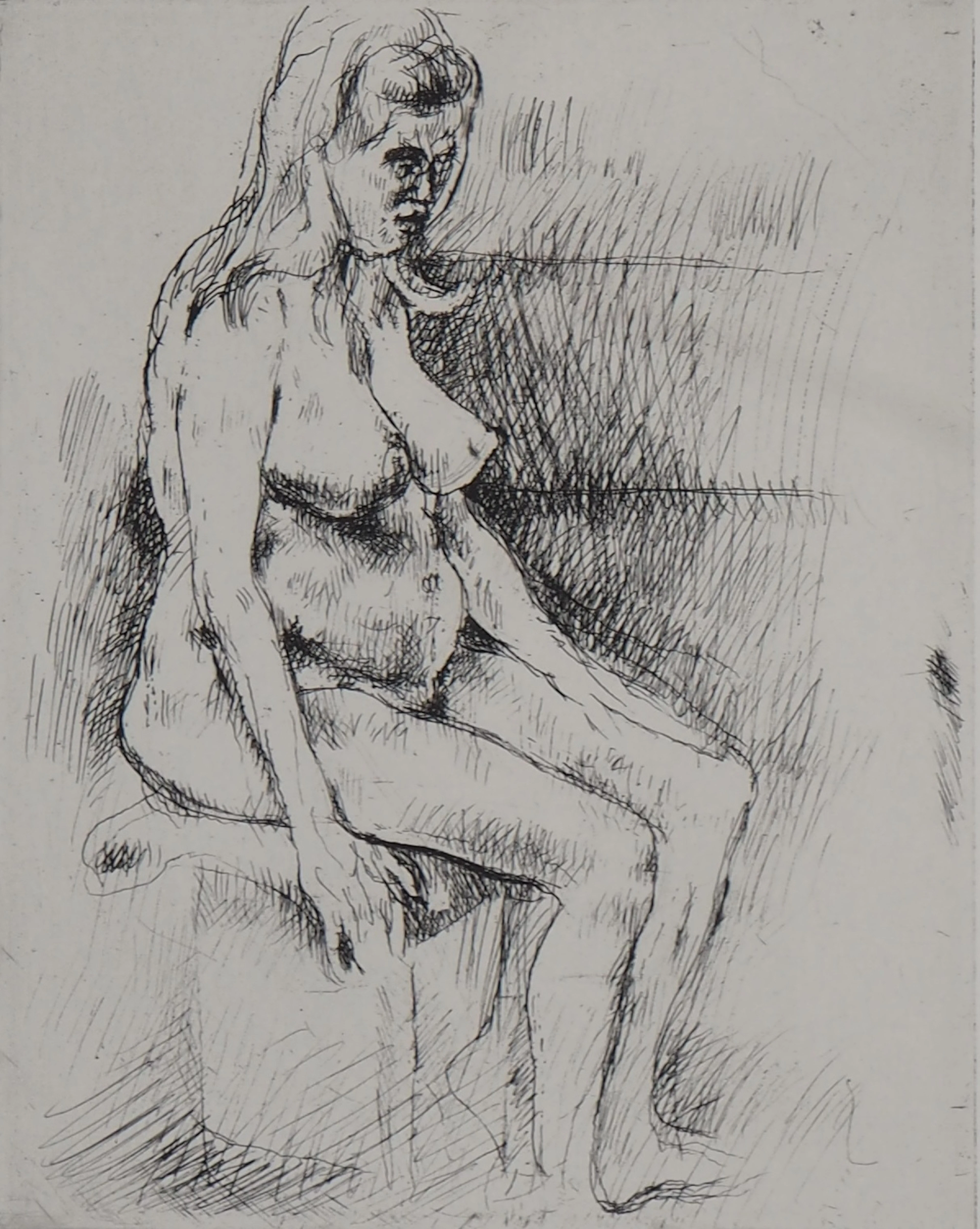 Jean Carton - Nu féminin : Contemplation - Gravure originale signée