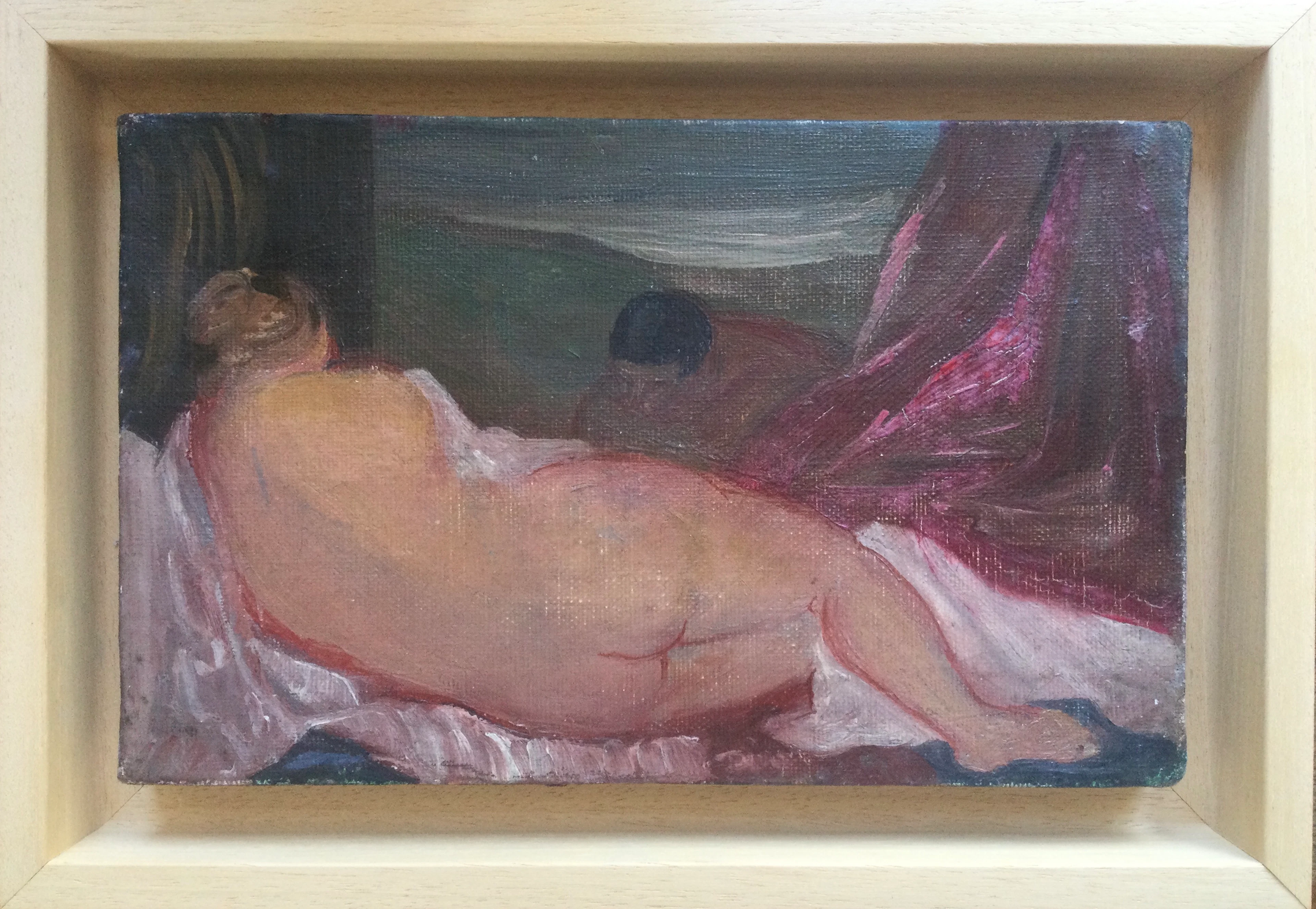 Pierre GEORGEOT - Le nu et le voyeur - Huile sur toile signée