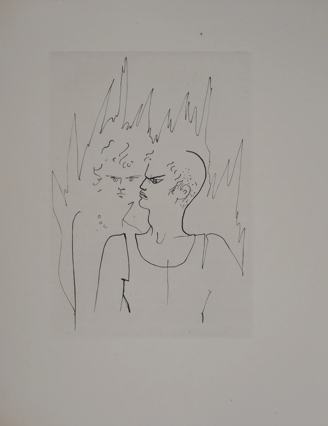 Jean COCTEAU : Le bal du comte d'Orgel, La discussion, Gravure originale