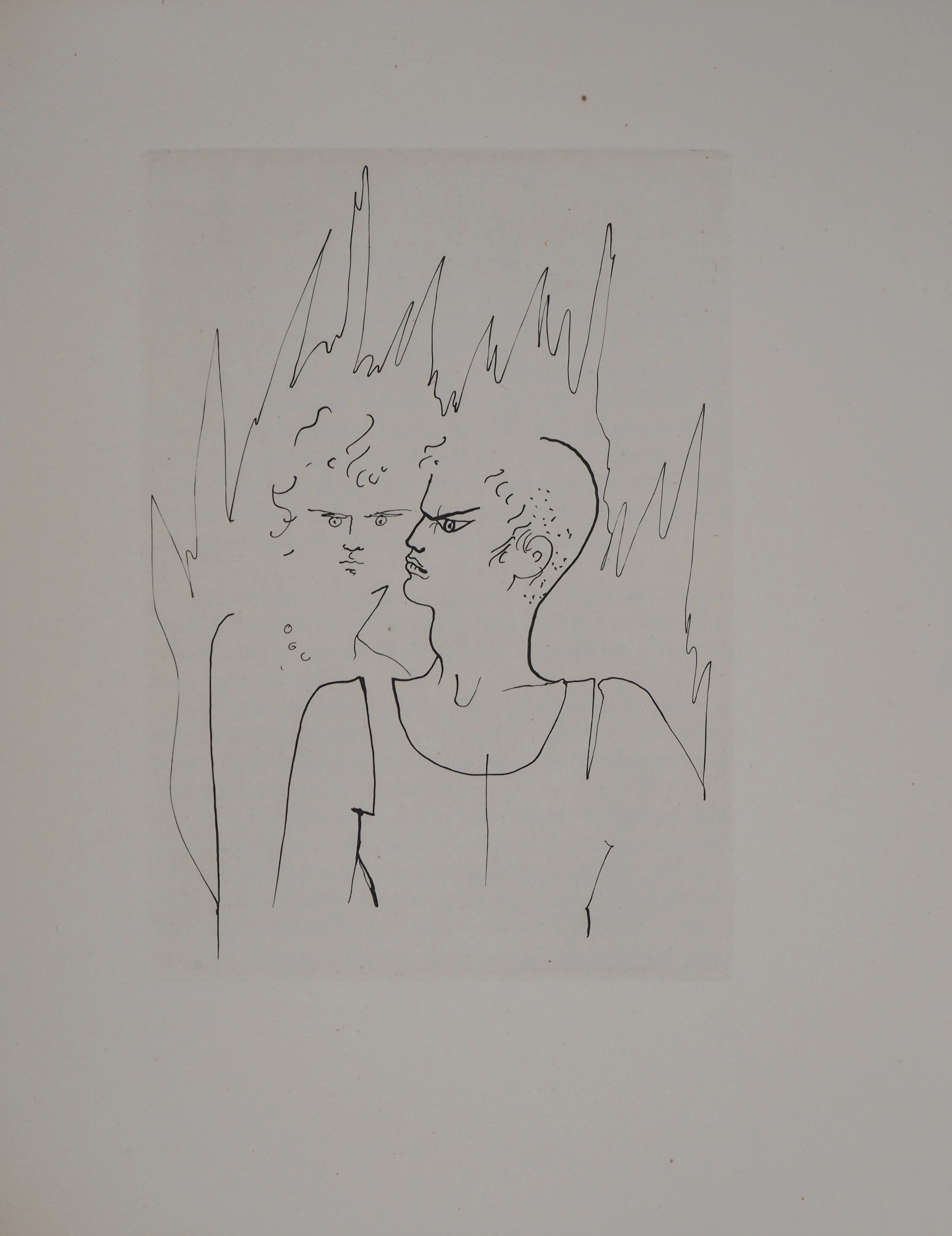 Jean COCTEAU : Le bal du comte d'Orgel, La discussion, Gravure originale
