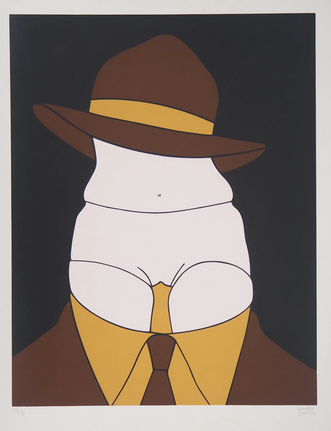 Maurice HENRY : Monsieur au chapeau - Sérigraphie signée au crayon