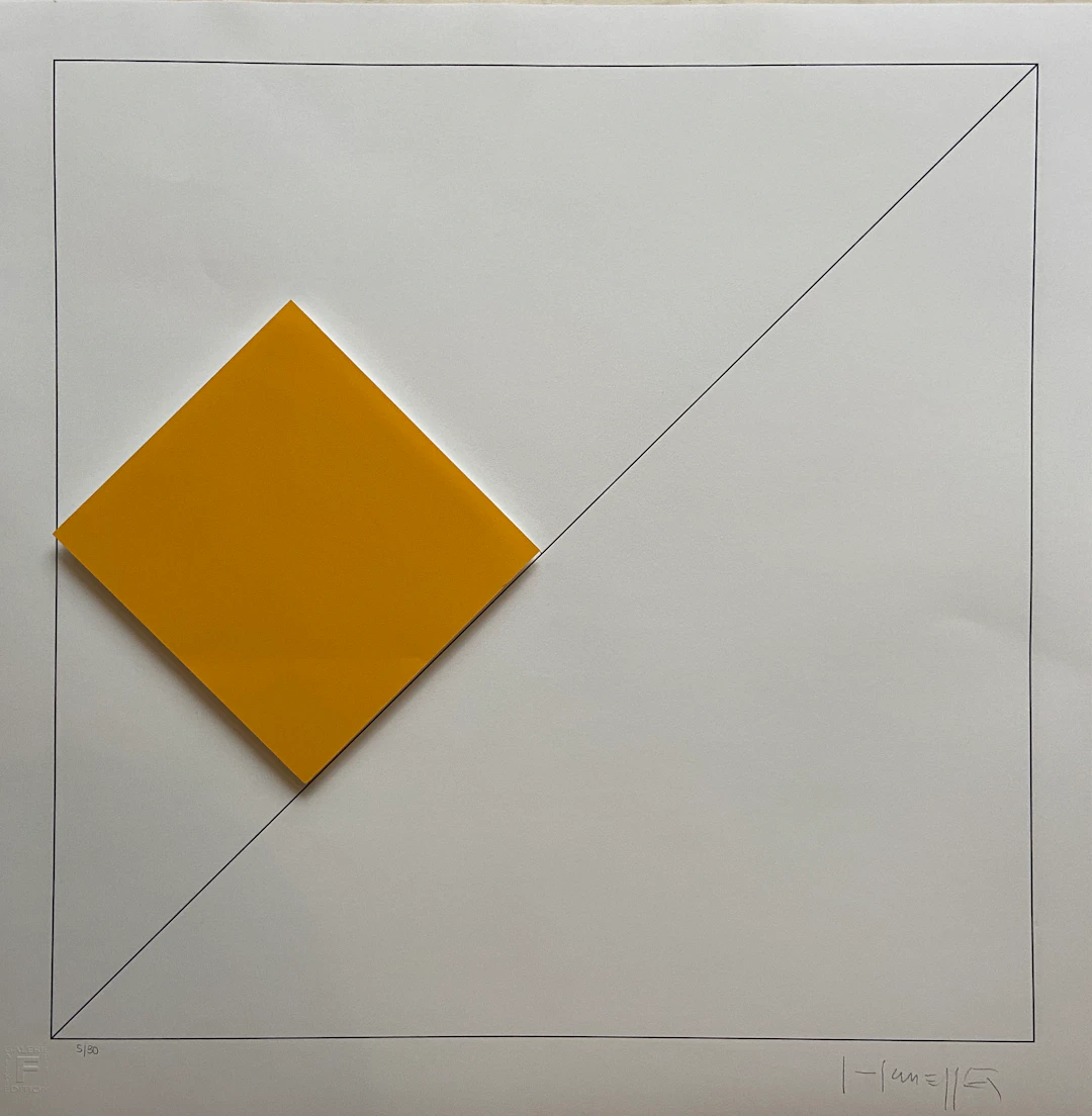 Gottfried HONEGGER - Composition 1 carré 3D orange, 2015 - Sérigraphie