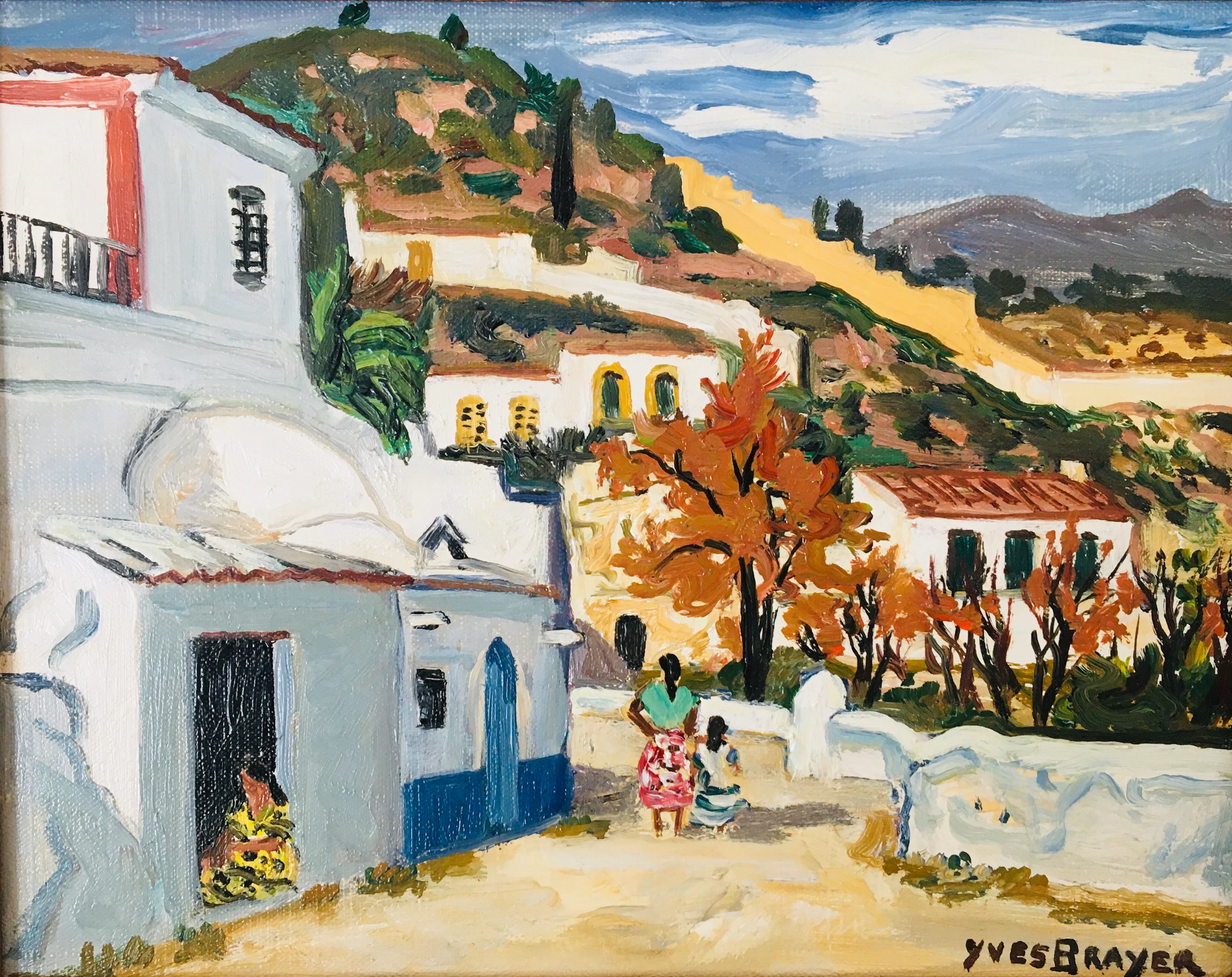 Yves BRAYER - Quartier de l’Albacin, Grenade, 1980 - Huile sur toile signée