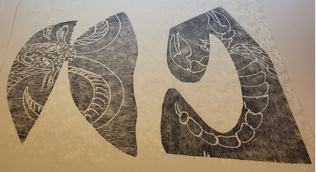 Hans ERNI - 2 signes du zodiaque 5,1970 - Bois gravé original