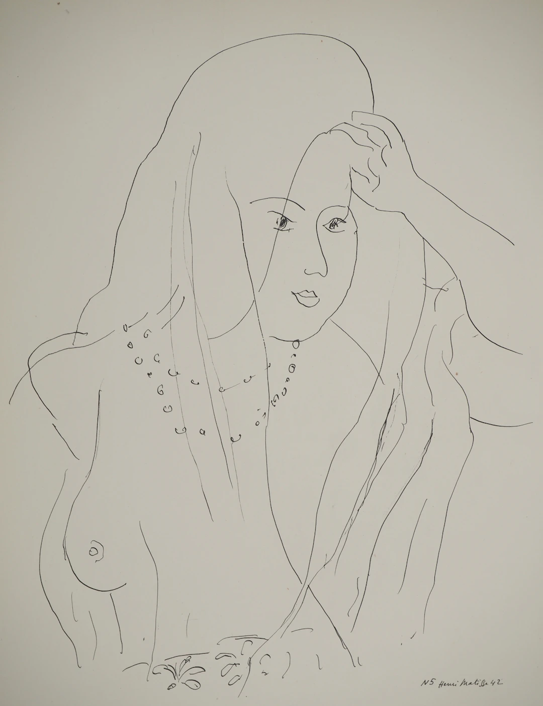 Henri MATISSE : Nu aux perles et au voile, Lithographie signée
