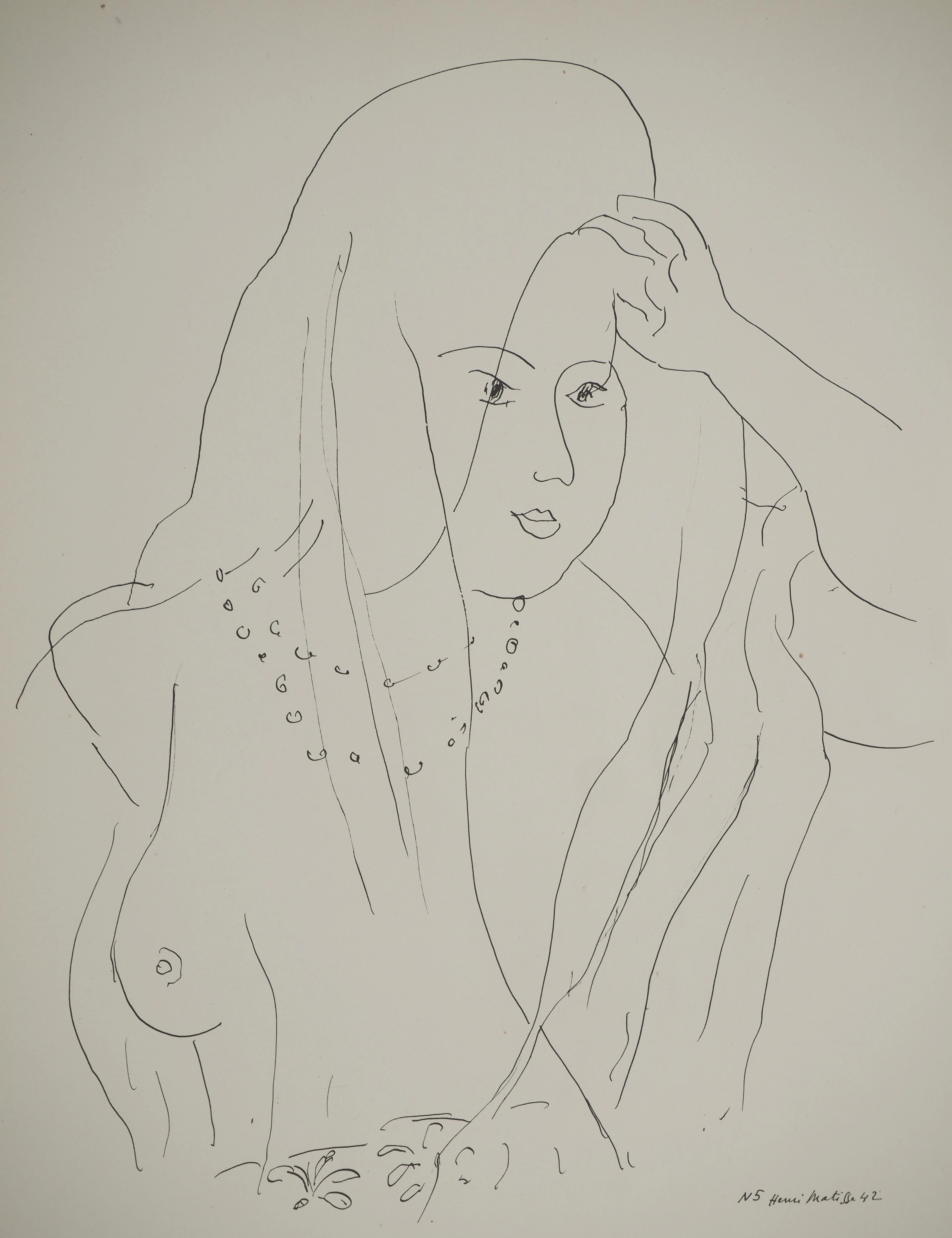 Henri MATISSE : Nu aux perles et au voile, Lithographie signée